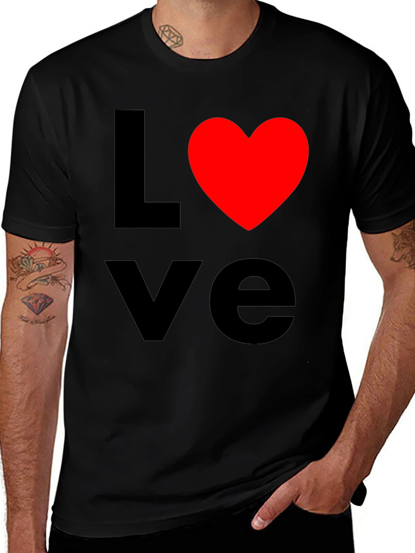 Variant 15 of Love T-Shirt - Black Tee with Red Heart