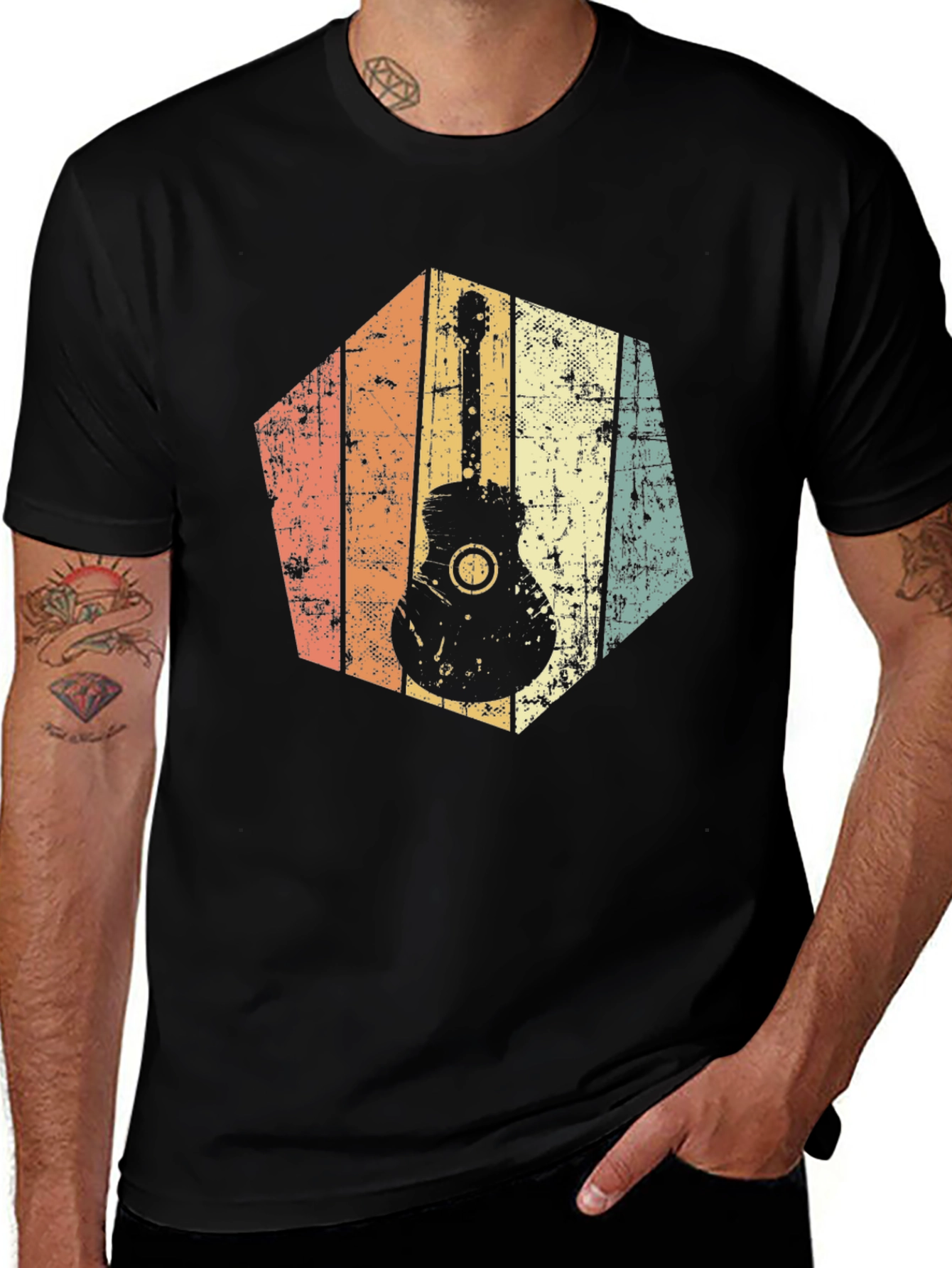 Variant 21 of Retro Guitar Graphic Tee - Vintage Style Shirt