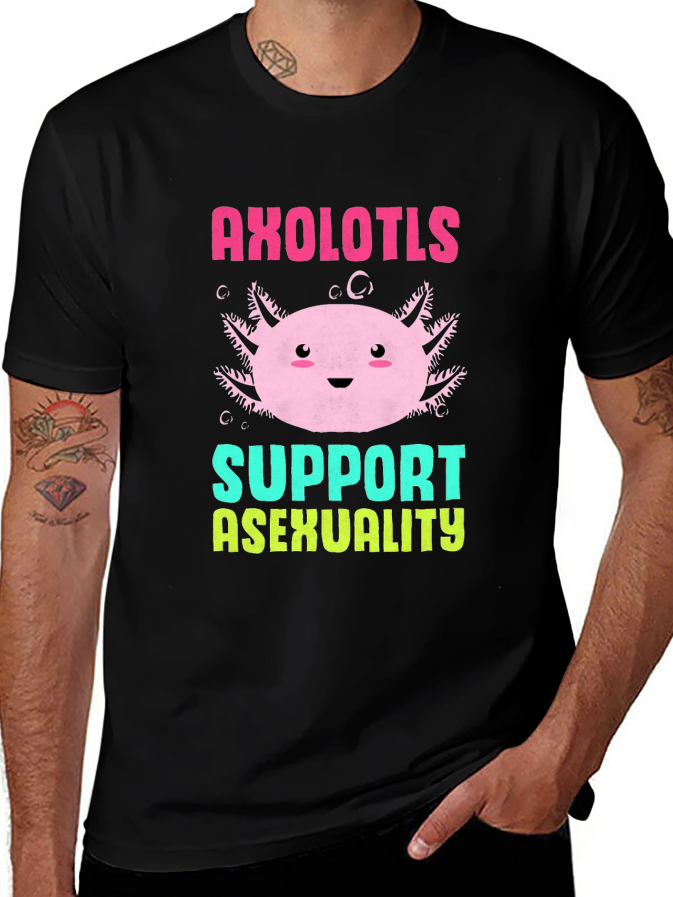 Axolotls Support Asexuality Black T-Shirt
