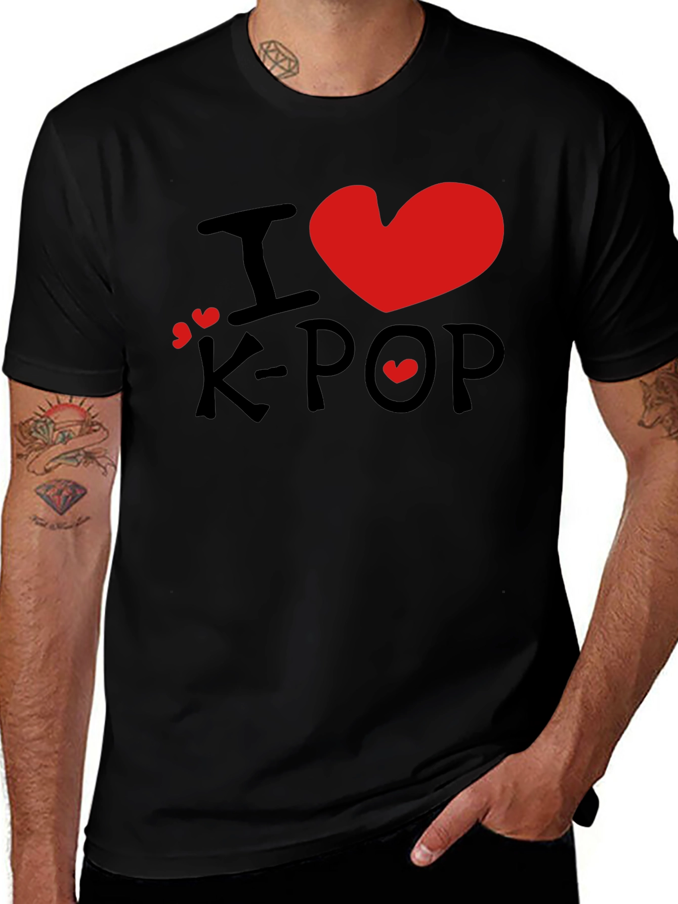 I Love K-Pop Graphic Tee - Stylish Black T-Shirt