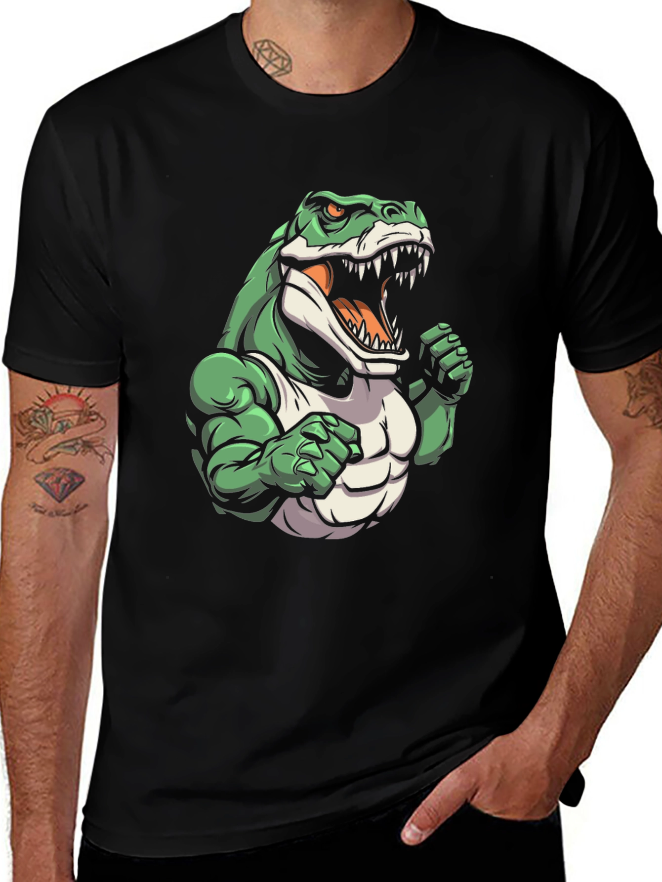 Variant 20 of Dinosaur Gym T-Shirt - Cartoon Style