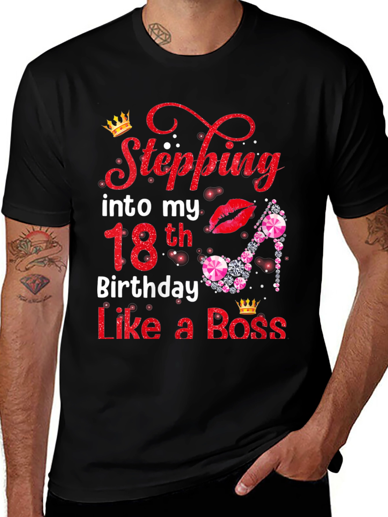 Variant 7 of Stepping into 18th Birthday Like a Boss T-Shirt