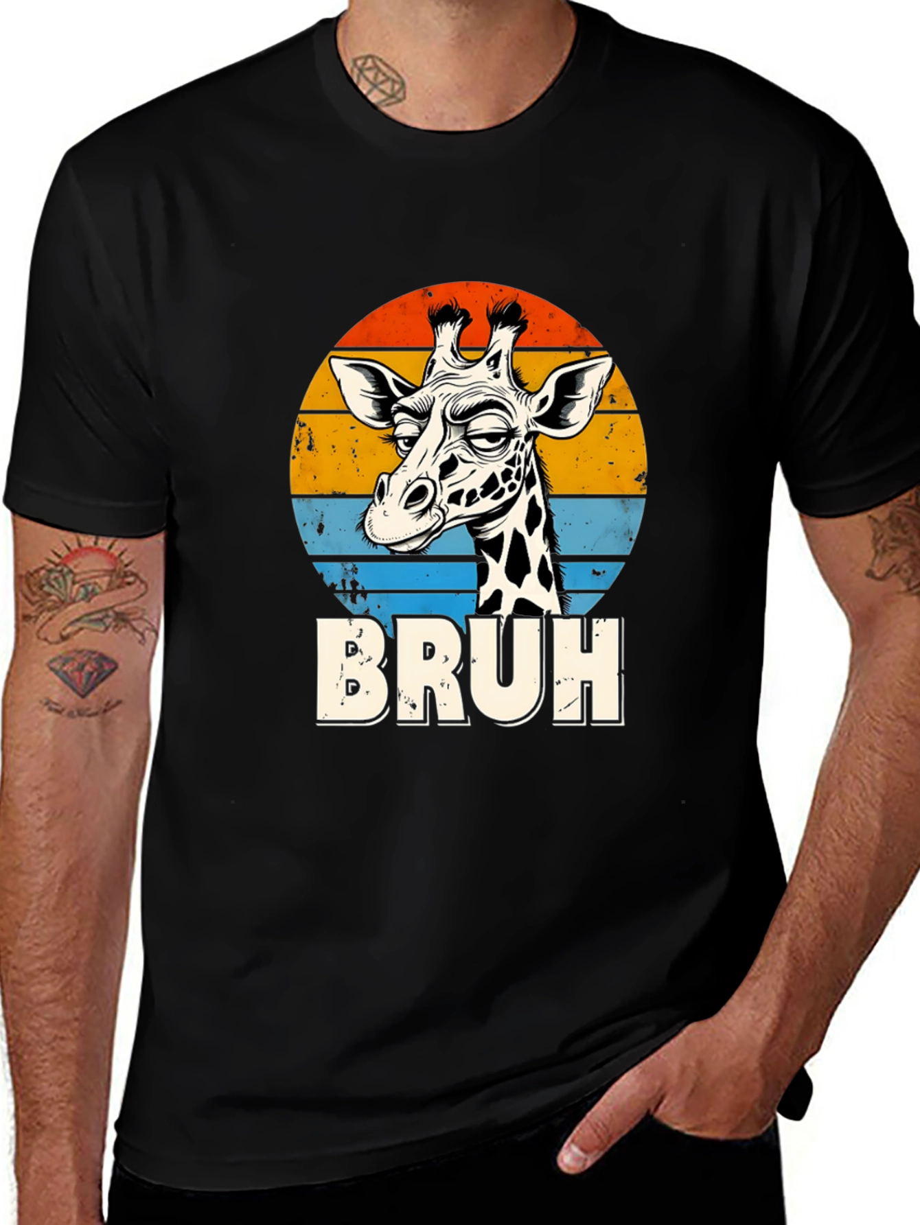 Variant 6 of Bruh Giraffe Graphic Tee - Retro Style