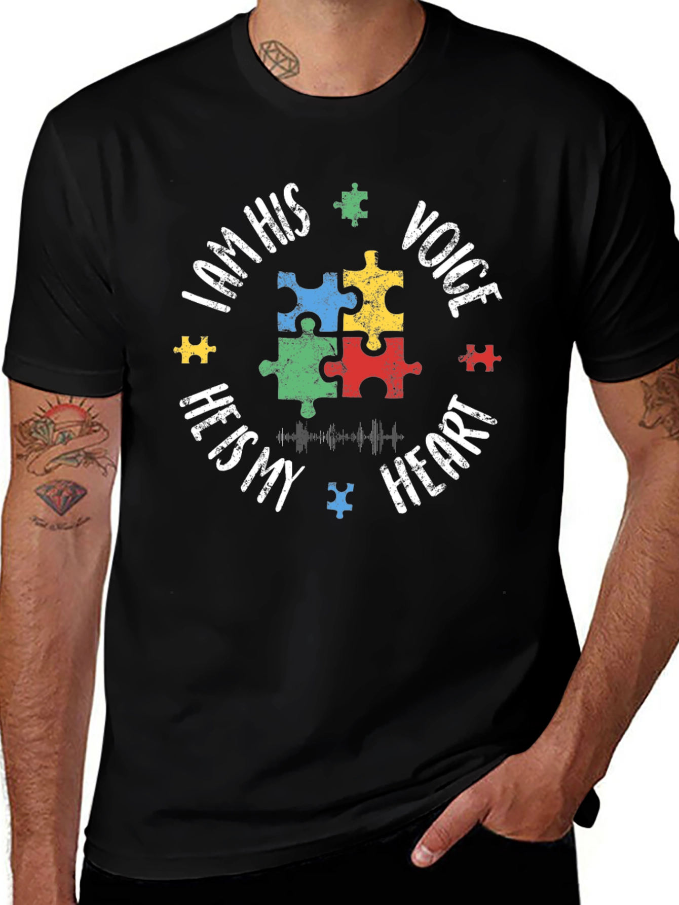 Variant 19 of Autism Awareness Puzzle Piece T-Shirt - Voice, Heart