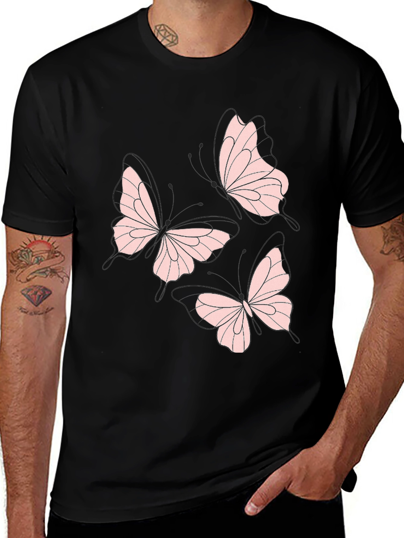 Variant 15 of Butterfly Graphic Tee - Stylish Black T-Shirt