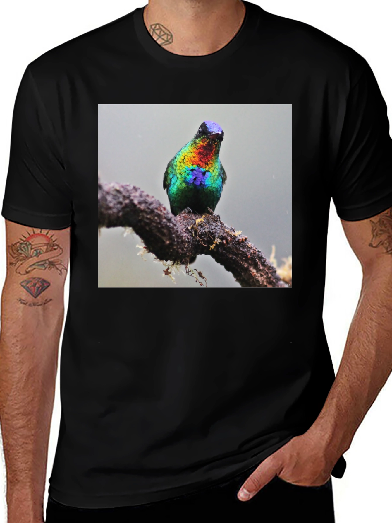 Variant 15 of Hummingbird Print Black T-Shirt