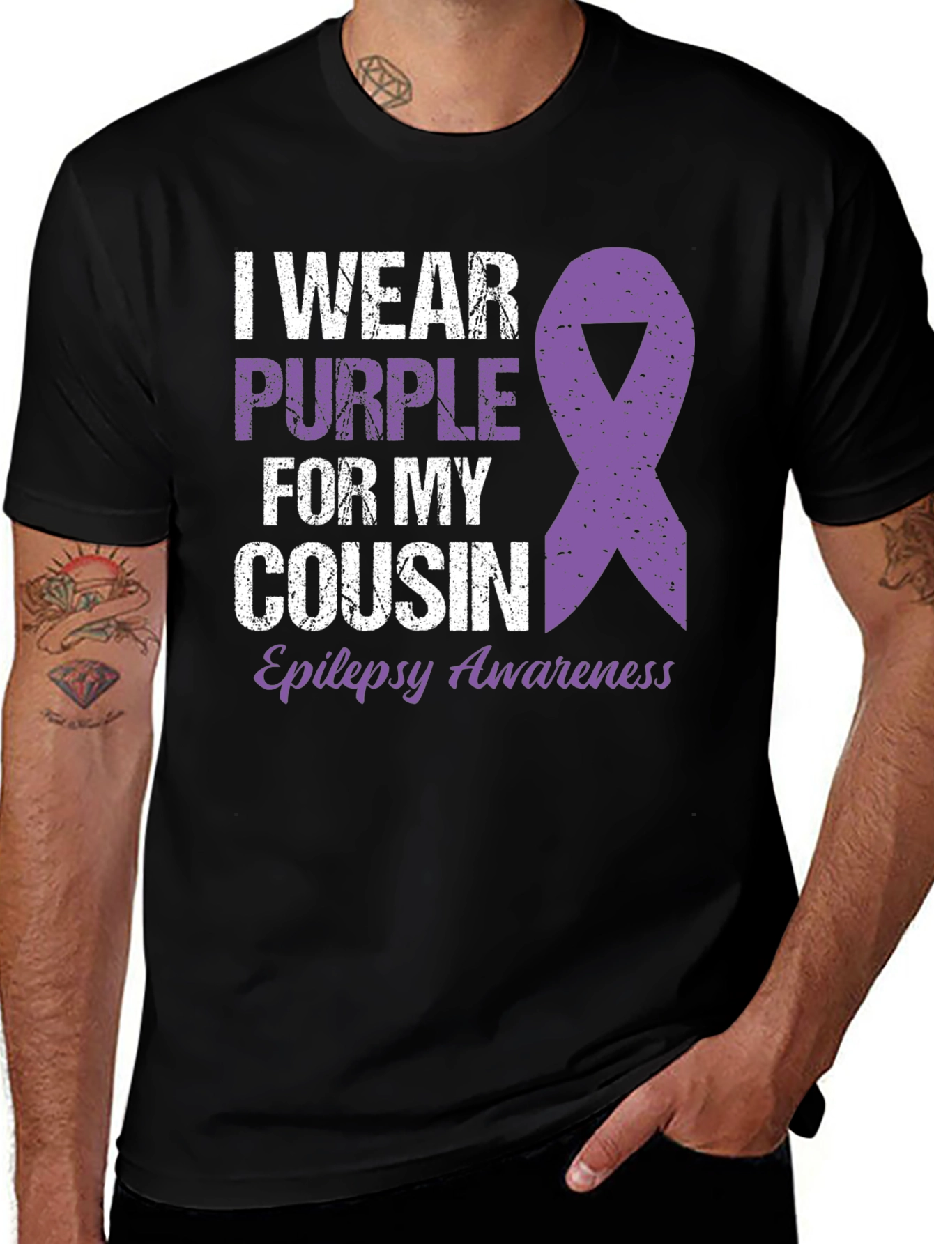 Epilepsy Awareness T-Shirt - I Wear Purple For My Cousin