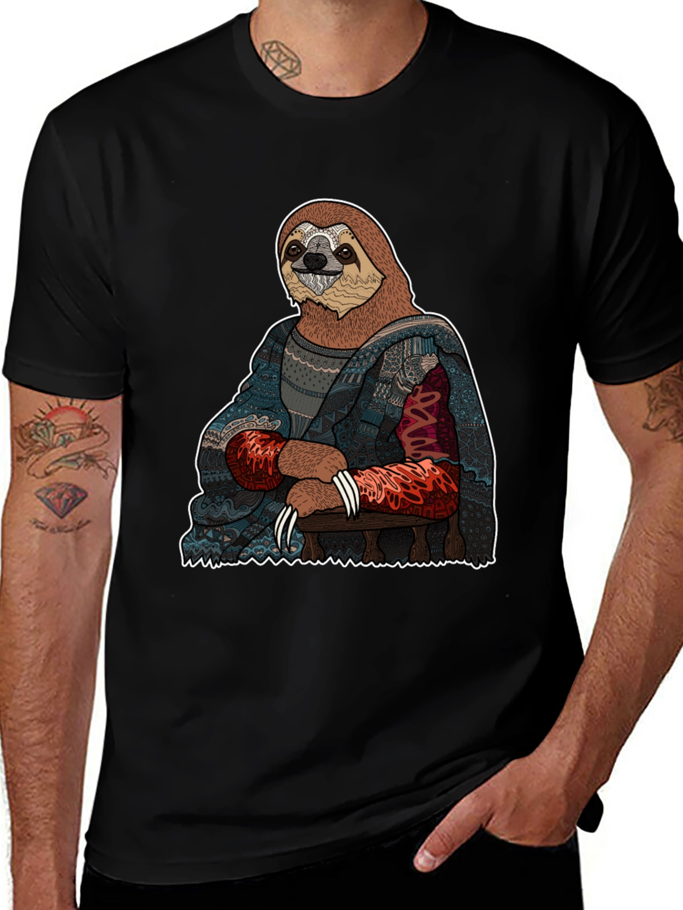 Variant 20 of Sloth Mona Lisa T-Shirt - Artistic Funny Tee