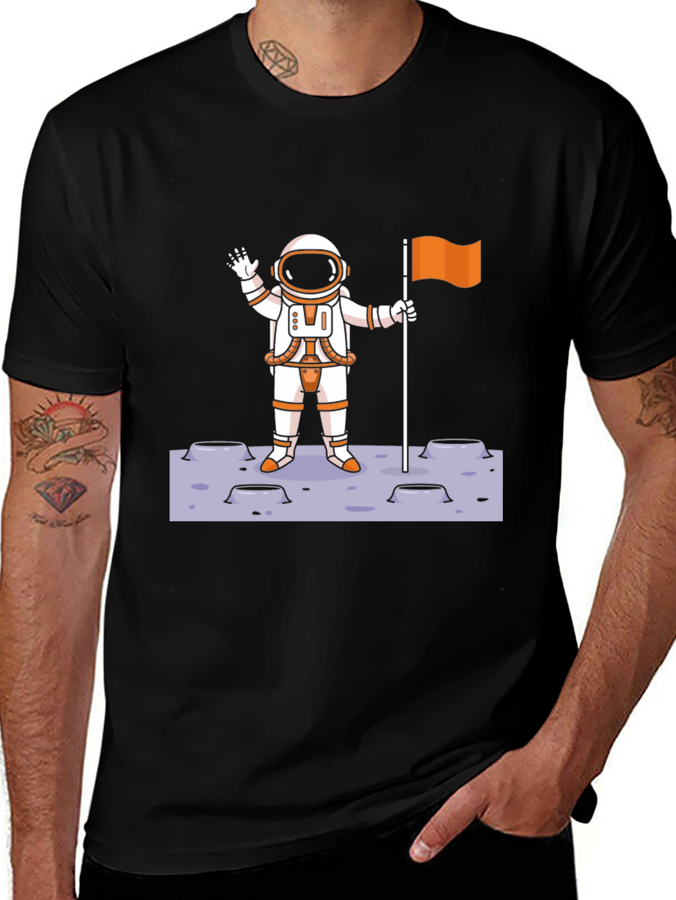 Variant 7 of Astronaut on Moon Black T-Shirt