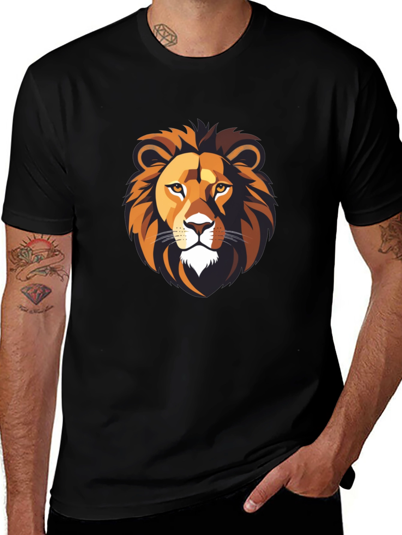 Variant 24 of Lion Graphic Black T-Shirt - Bold Style
