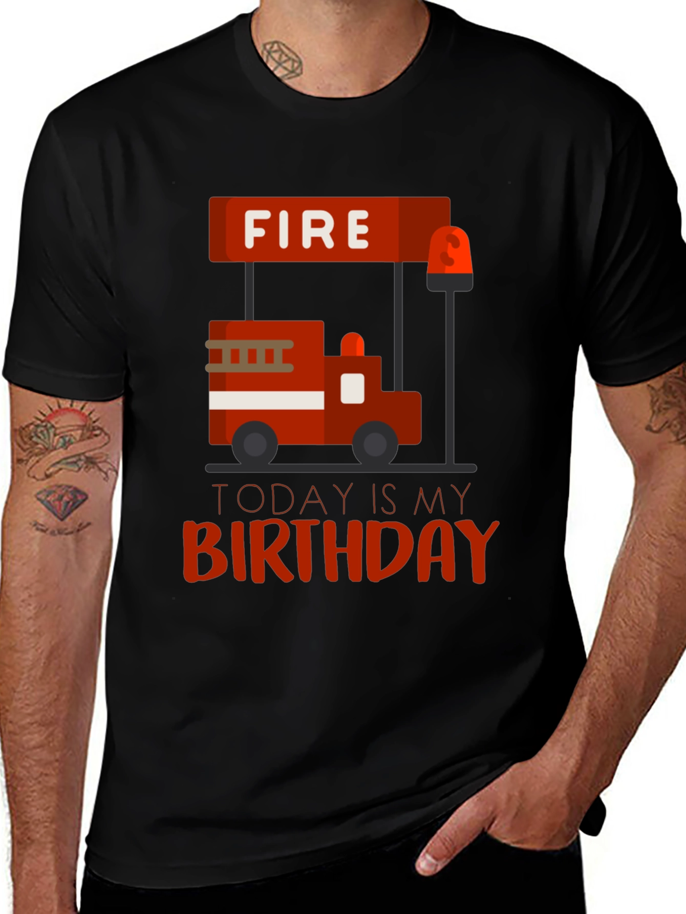 Variant 15 of Fire Truck Birthday T-Shirt