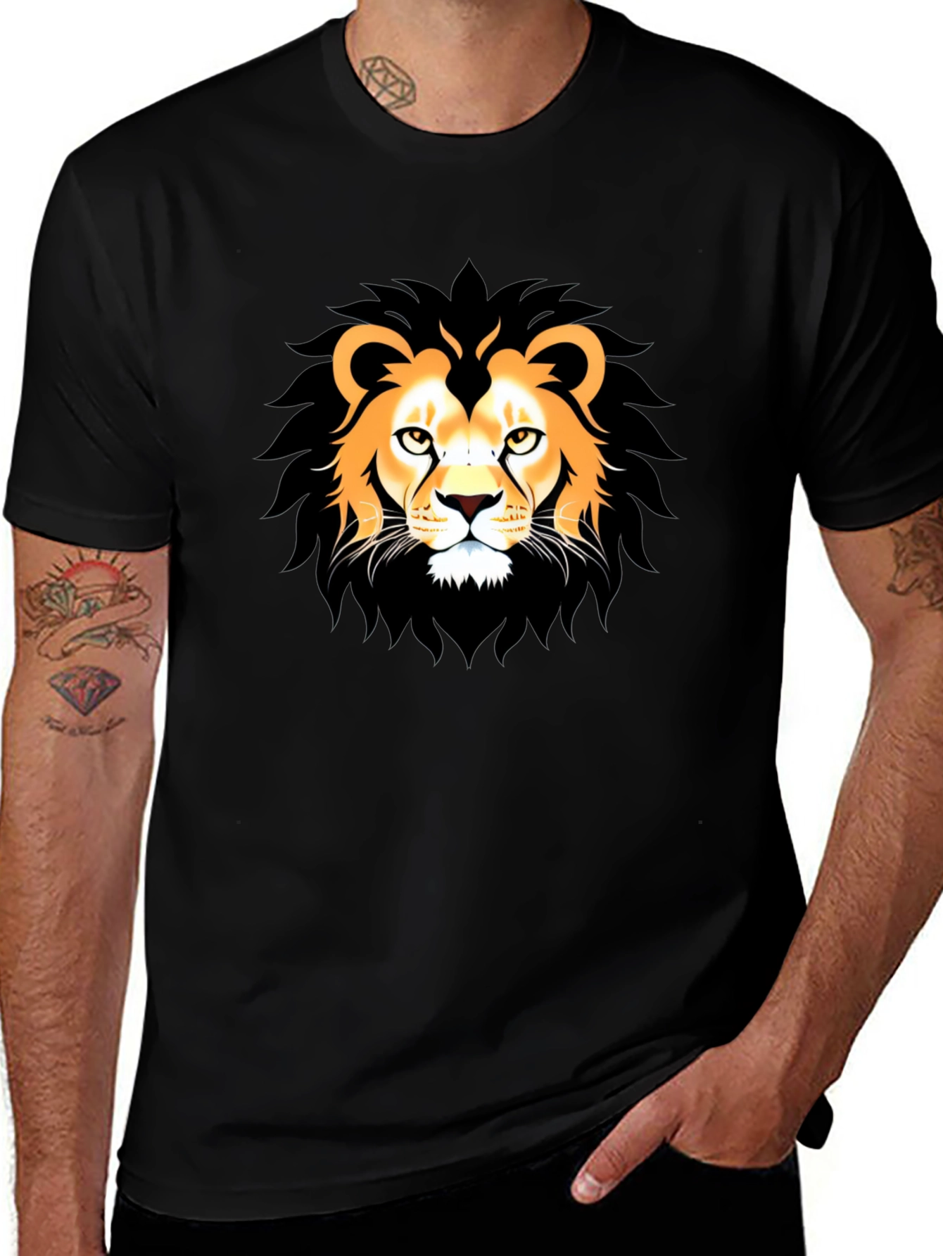 Variant 23 of Lion Graphic Black T-Shirt