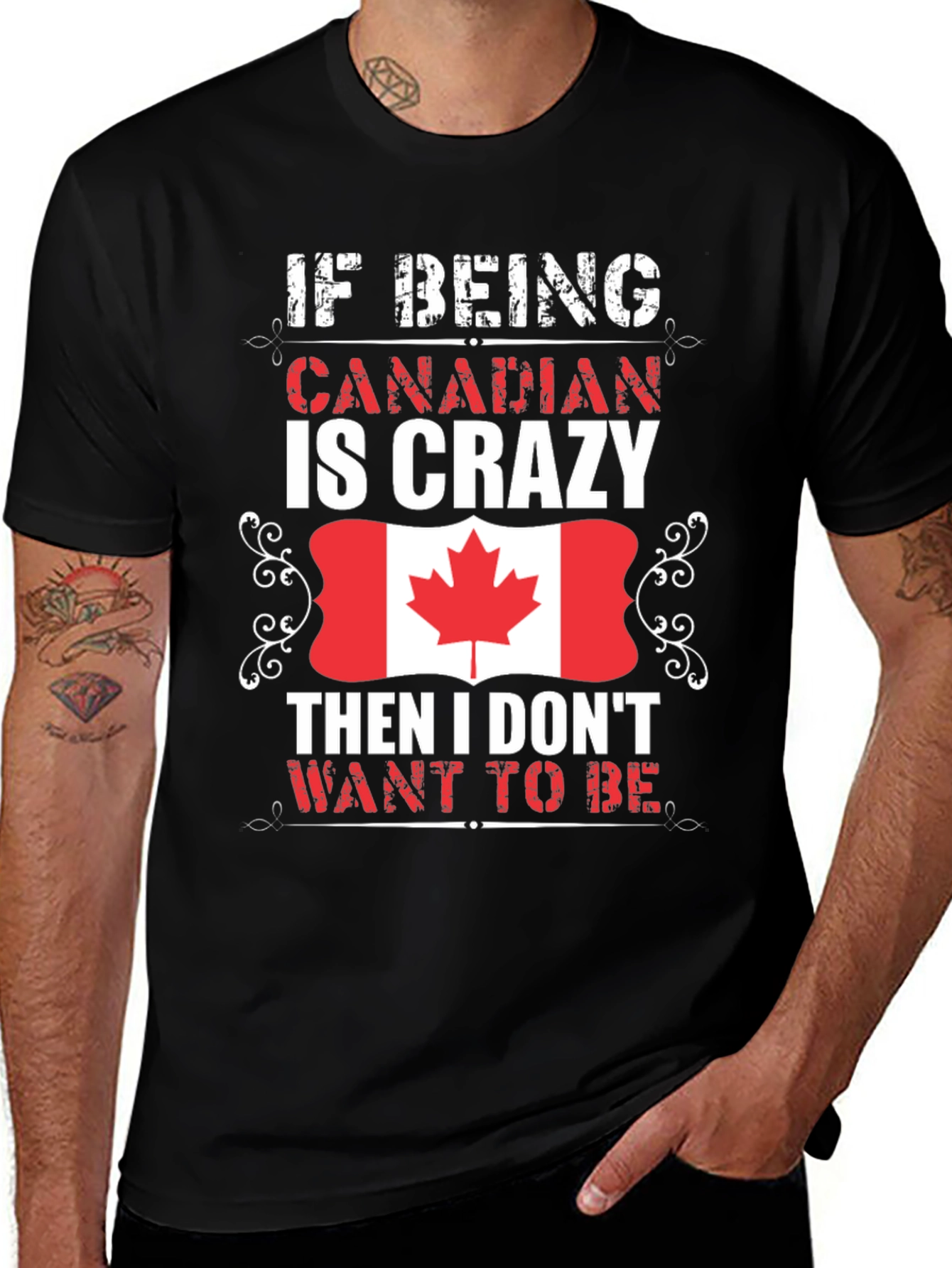 Crazy Canadian Flag Graphic T-Shirt
