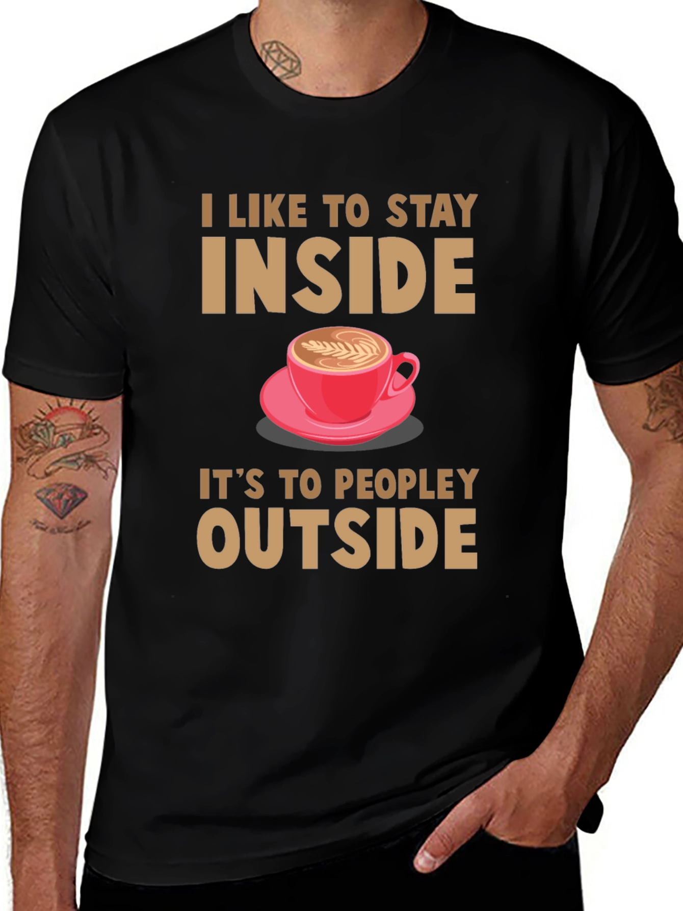Variant 10 of Introvert Coffee T-Shirt: Stay Inside!