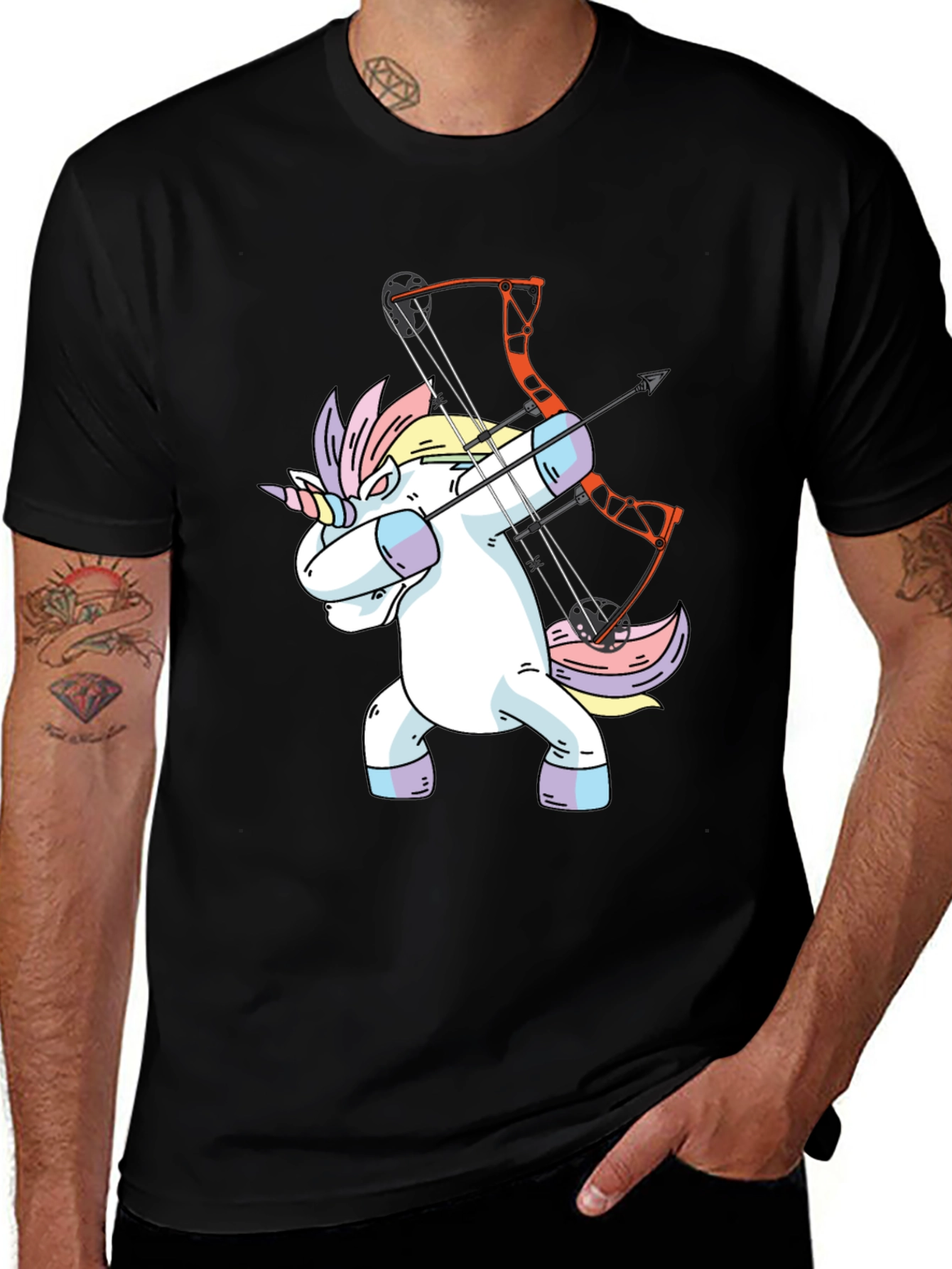 Variant 10 of Unicorn Archer Graphic Tee - Black