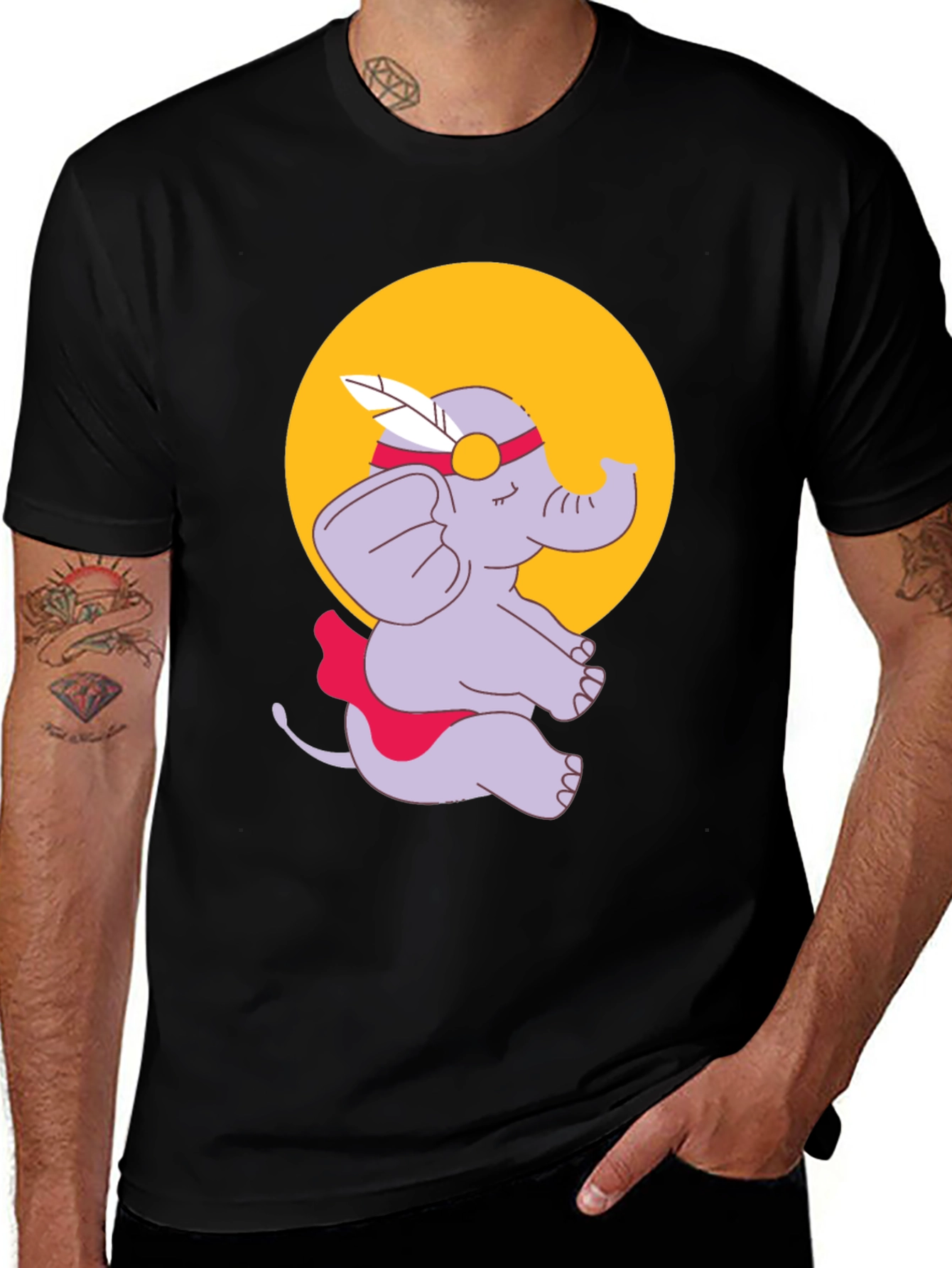 Variant 15 of Elephant Cartoon T-Shirt - Black