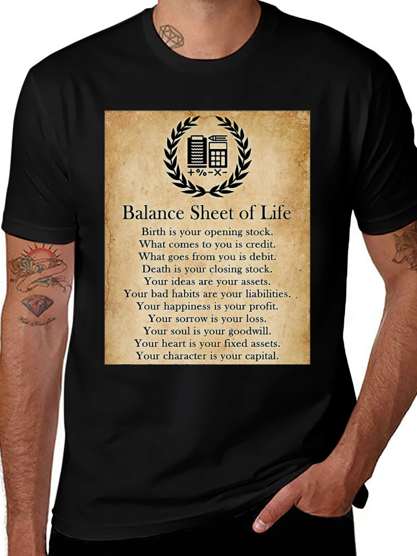 Variant 3 of Balance Sheet of Life T-Shirt