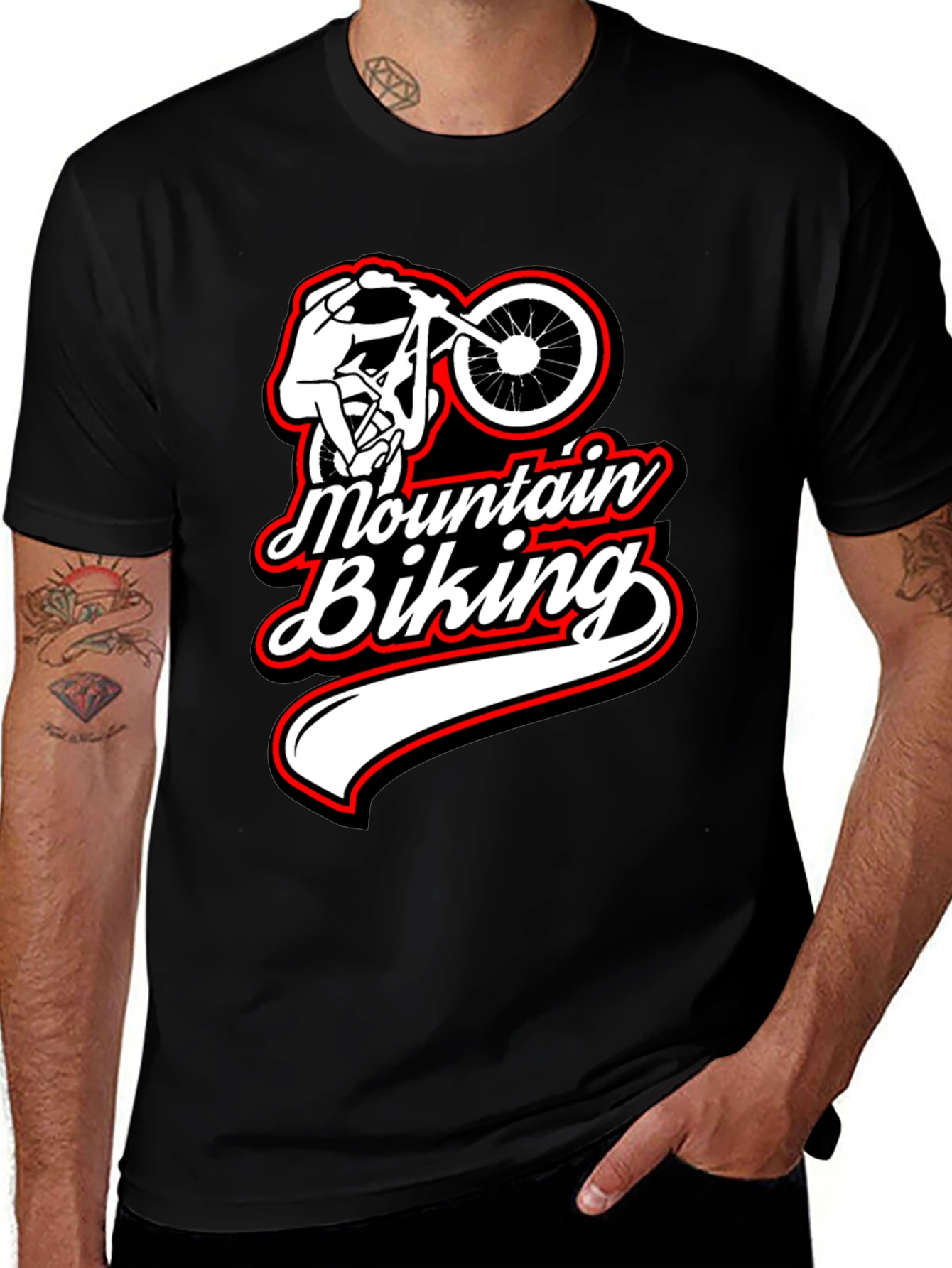 Variant 26 of Mountain Biking Graphic Tee Black Casual Shirt