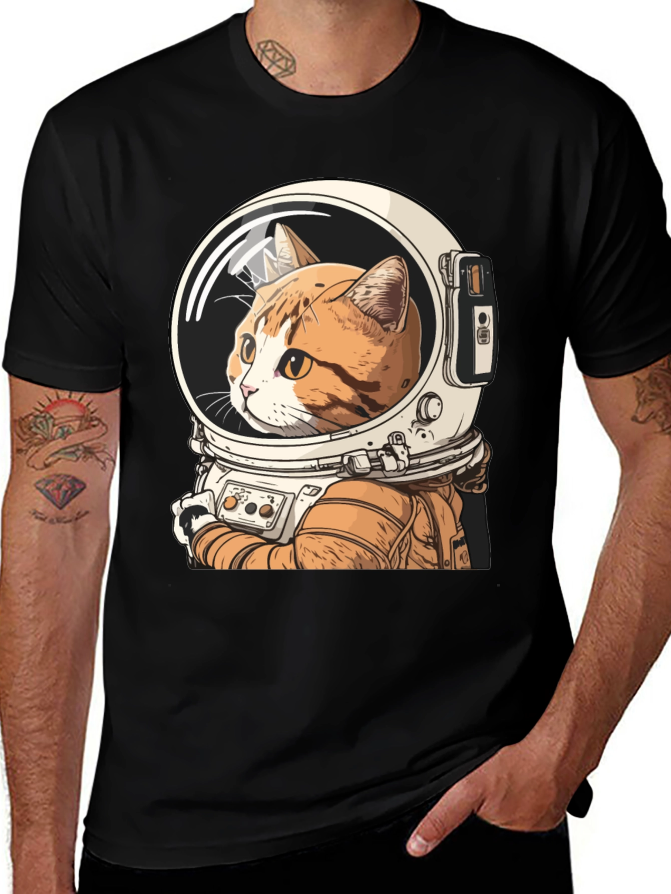 Variant 4 of Cat Astronaut Graphic T-Shirt
