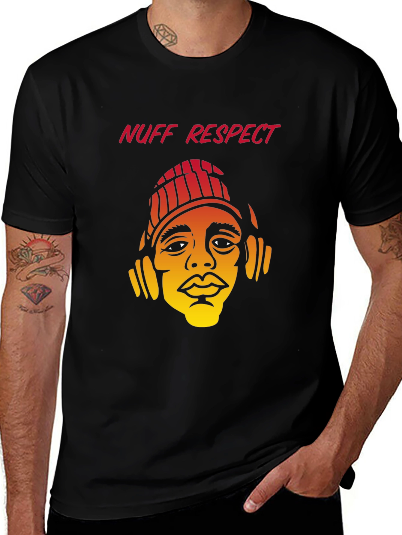 Variant 13 of Nuff Respect Graphic Tee - Black Cotton T-Shirt
