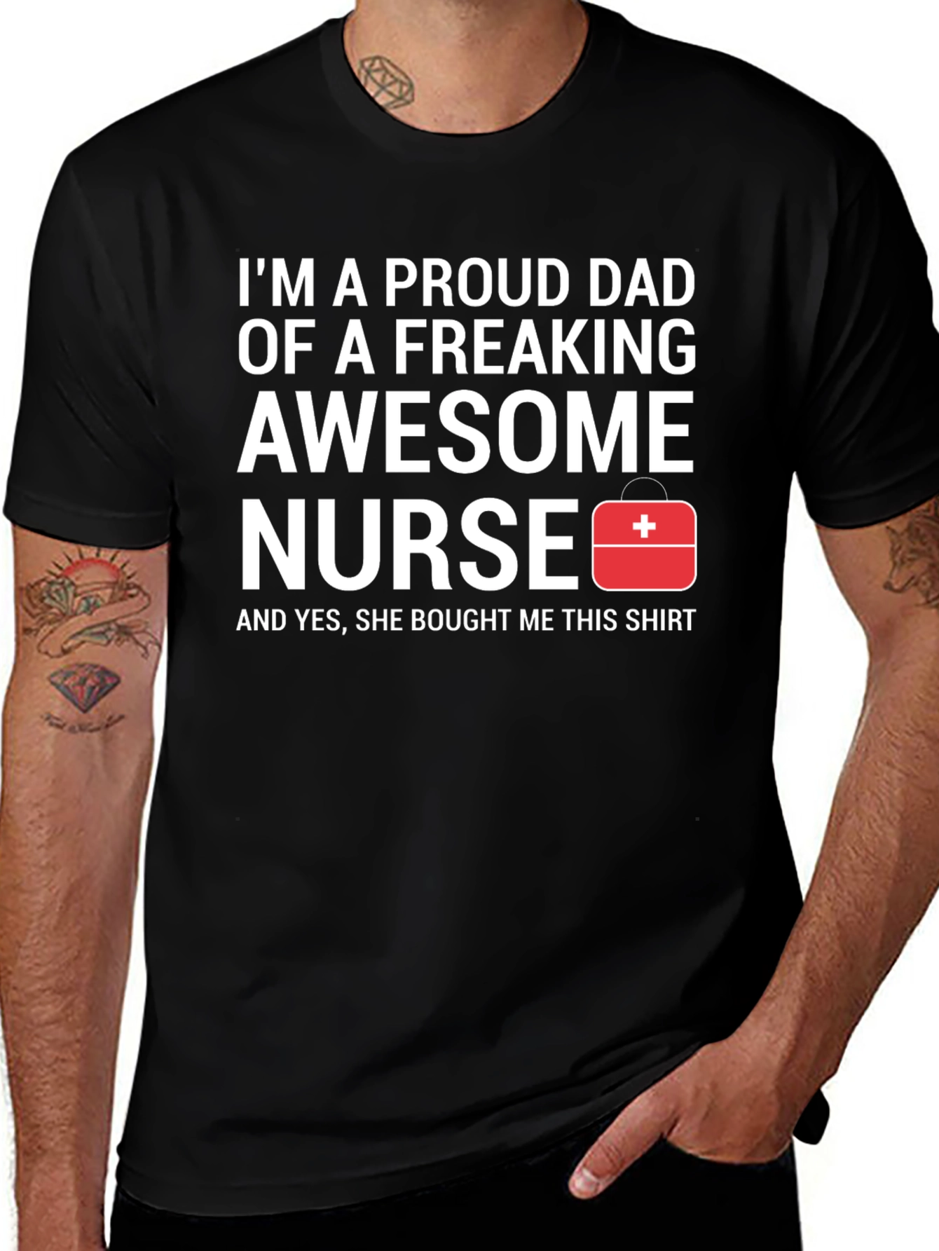 Variant 2 of Proud Dad Awesome Nurse Graphic Tee