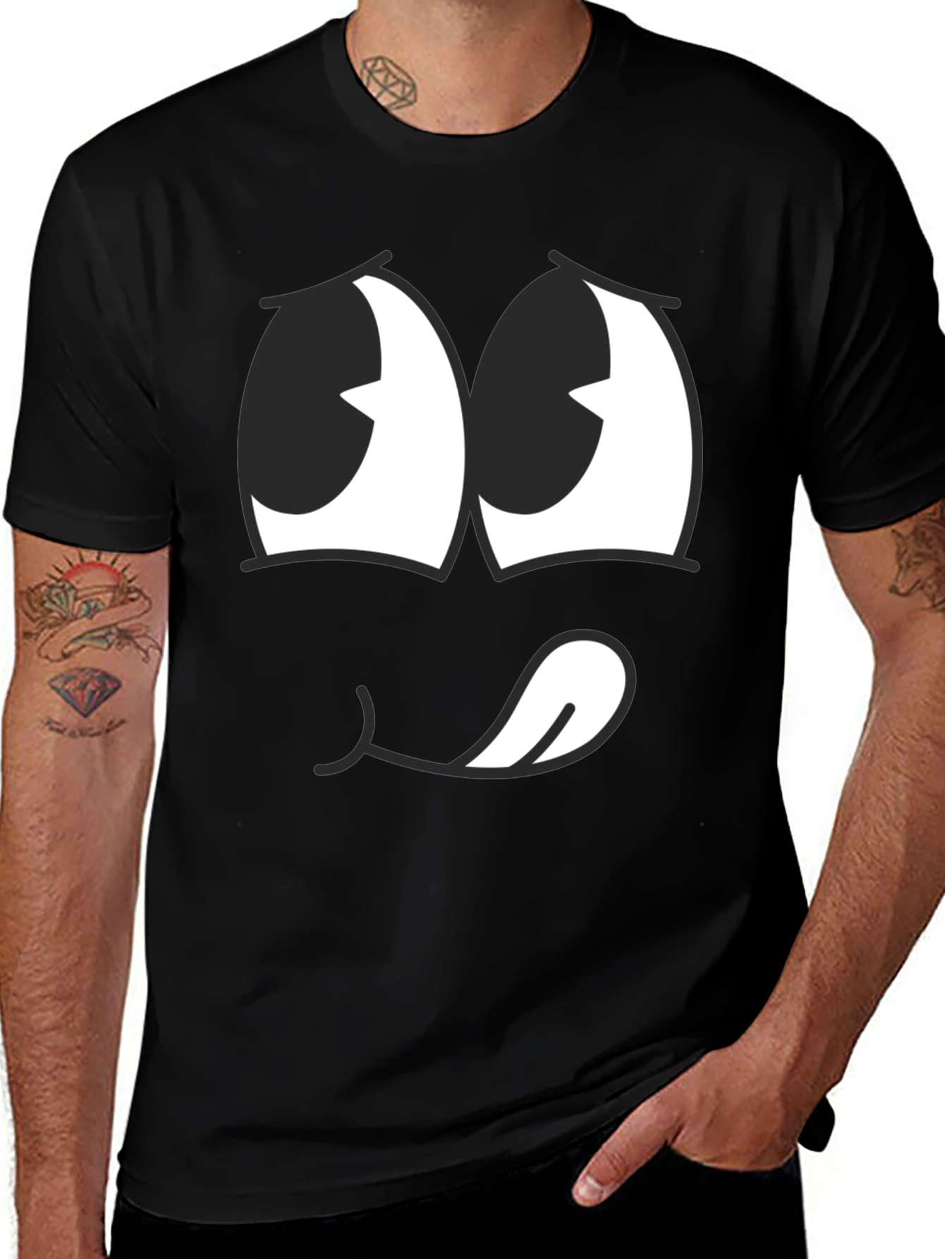 Variant 24 of Funny Cartoon Face Black T-Shirt