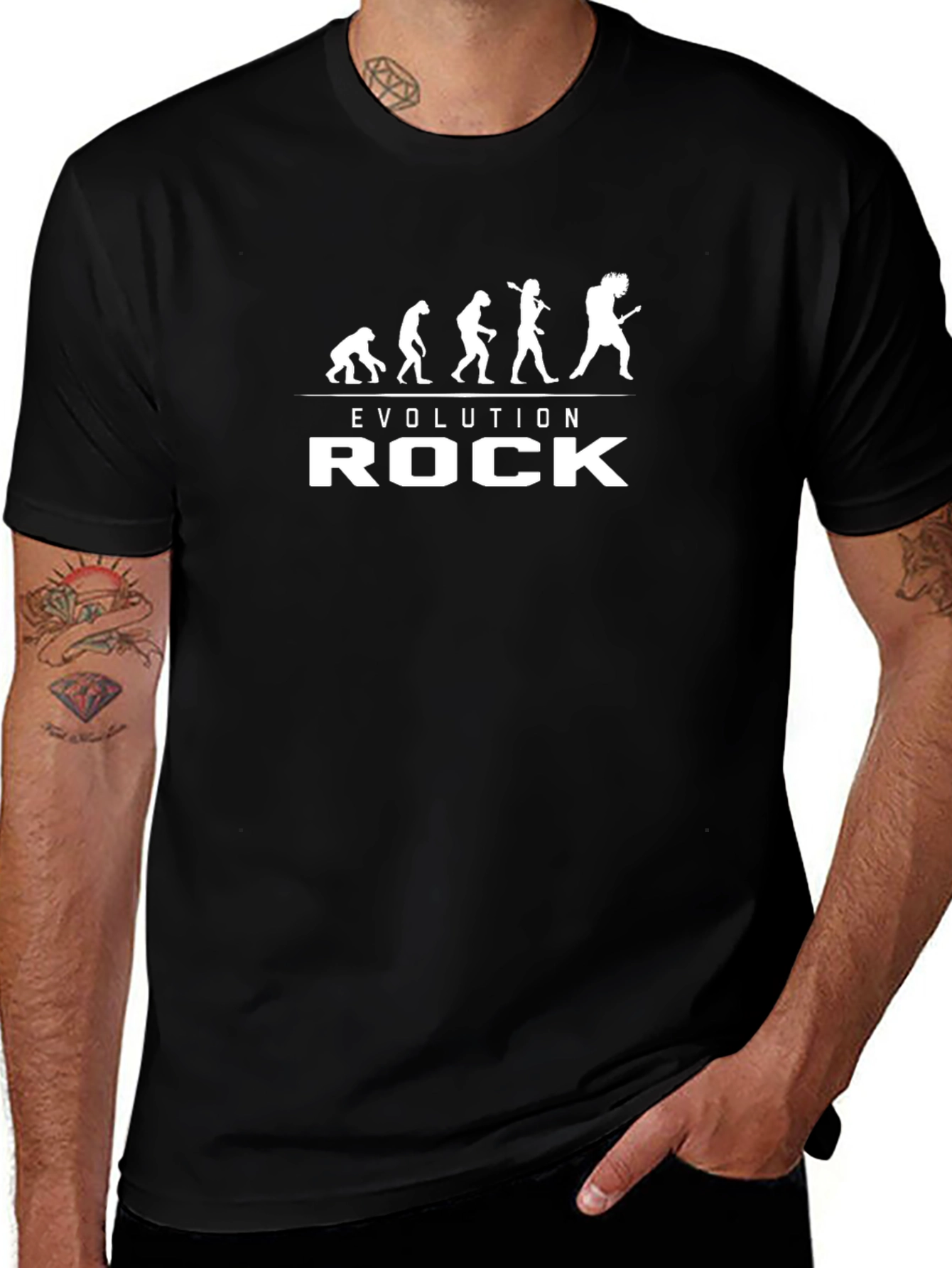 Variant 17 of Evolution of Rock Black Graphic Tee