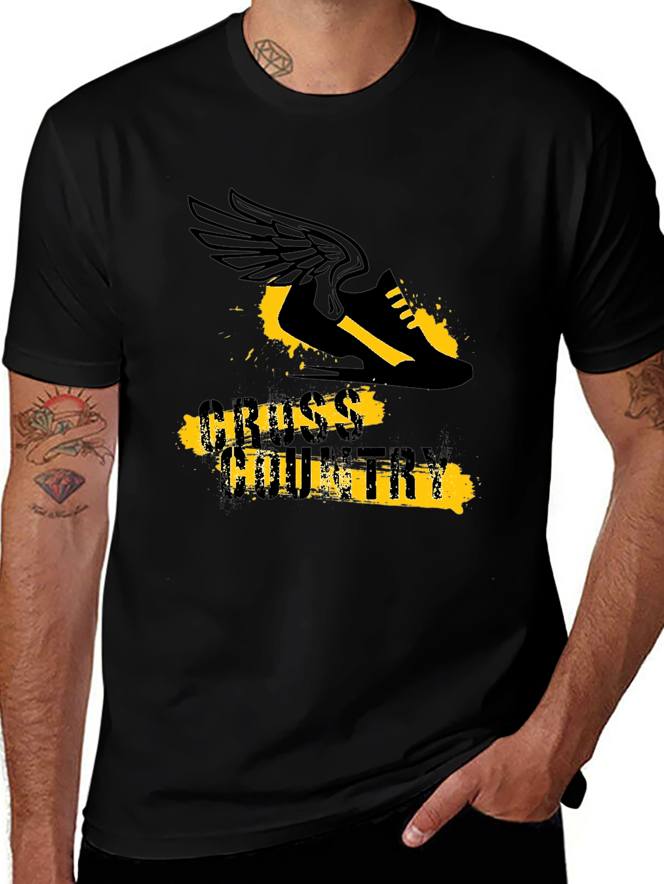 Cross Country Running T-Shirt, Winged Shoe Design
