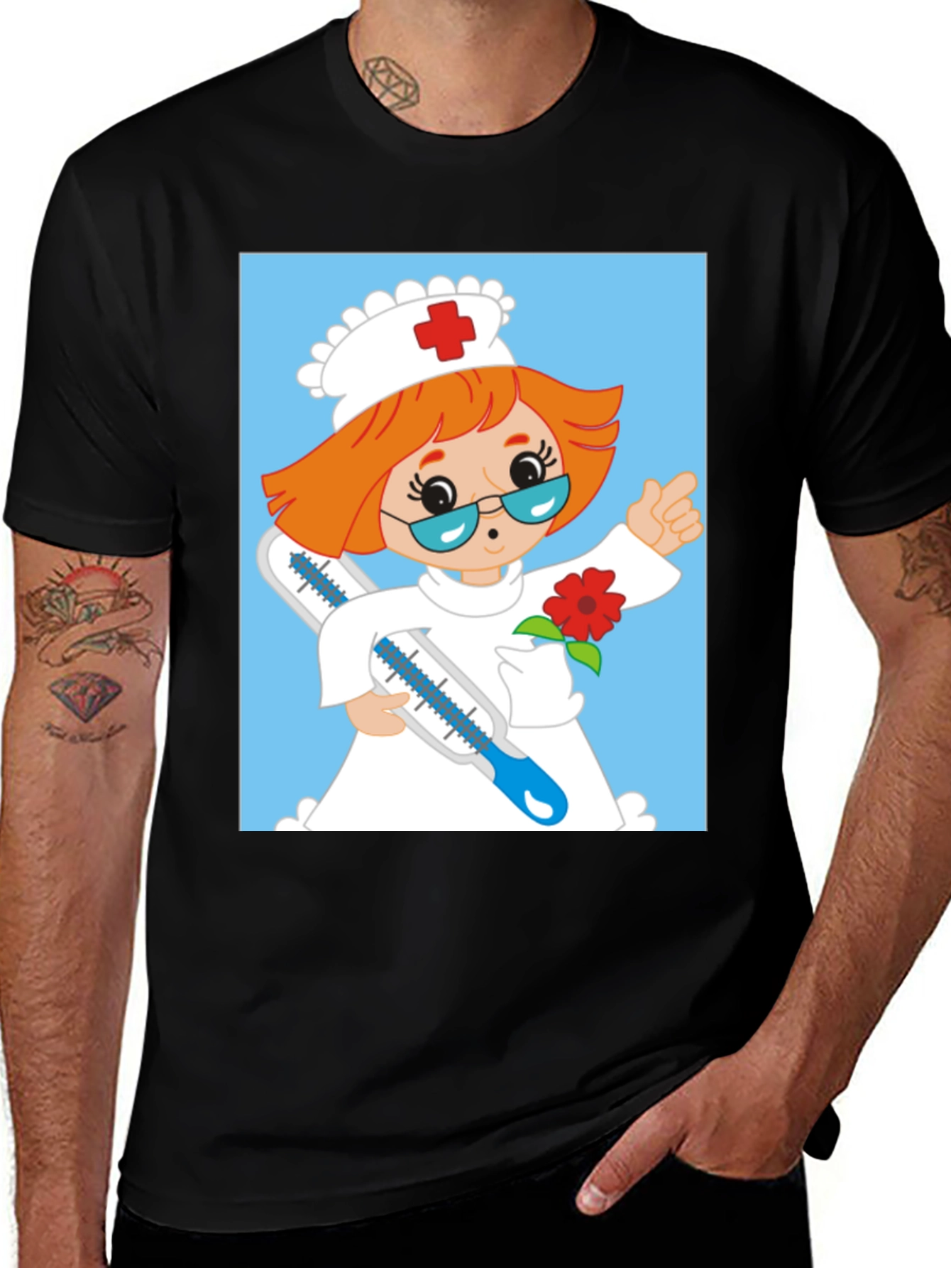 Variant 14 of Cartoon Nurse Graphic T-Shirt