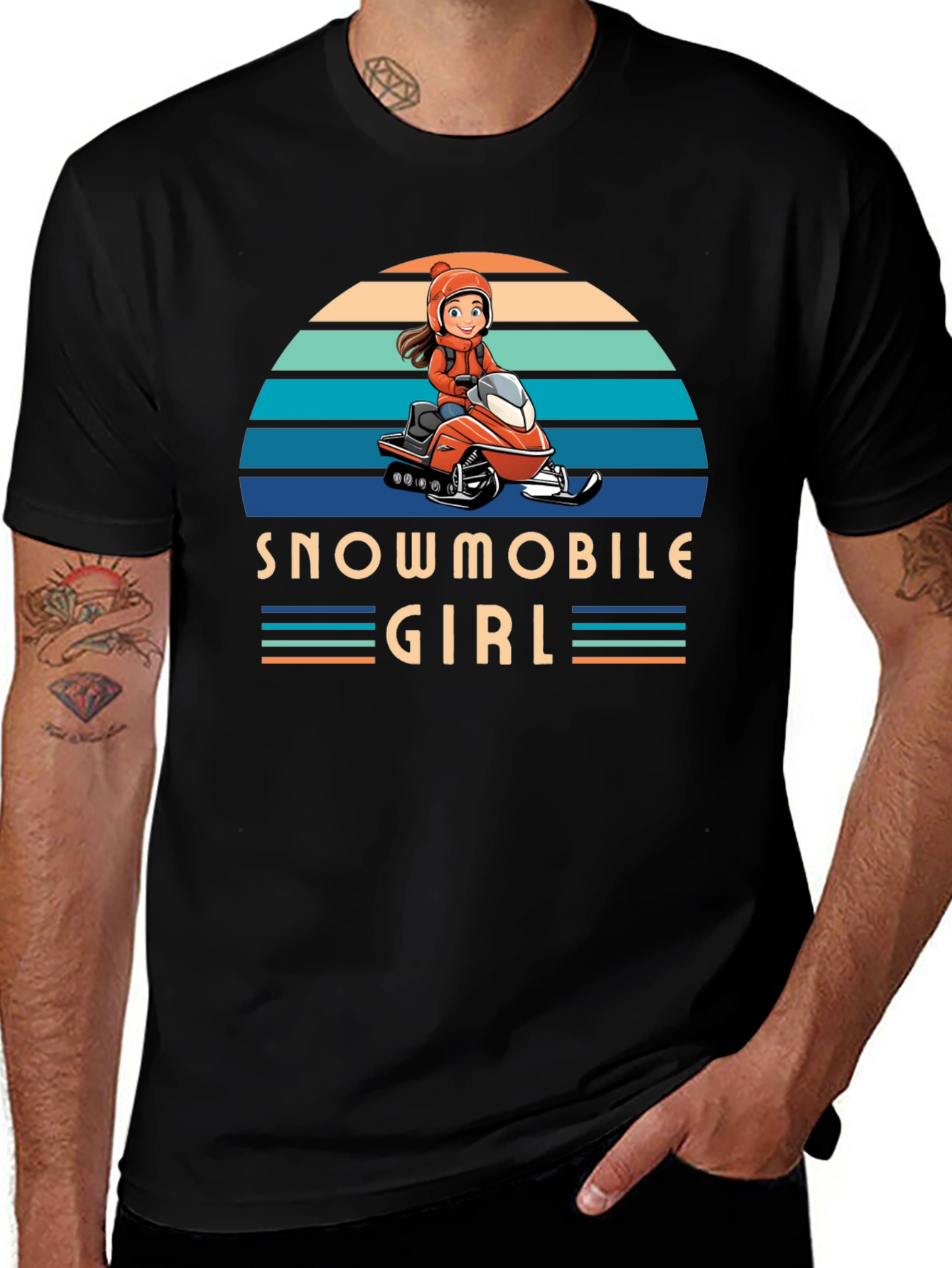 Variant 18 of Snowmobile Girl T-Shirt Vintage Sunset