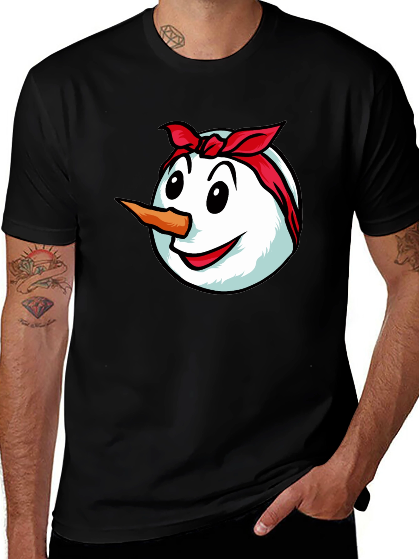 Variant 25 of Funny Snowman Graphic Tee - Bandana Design