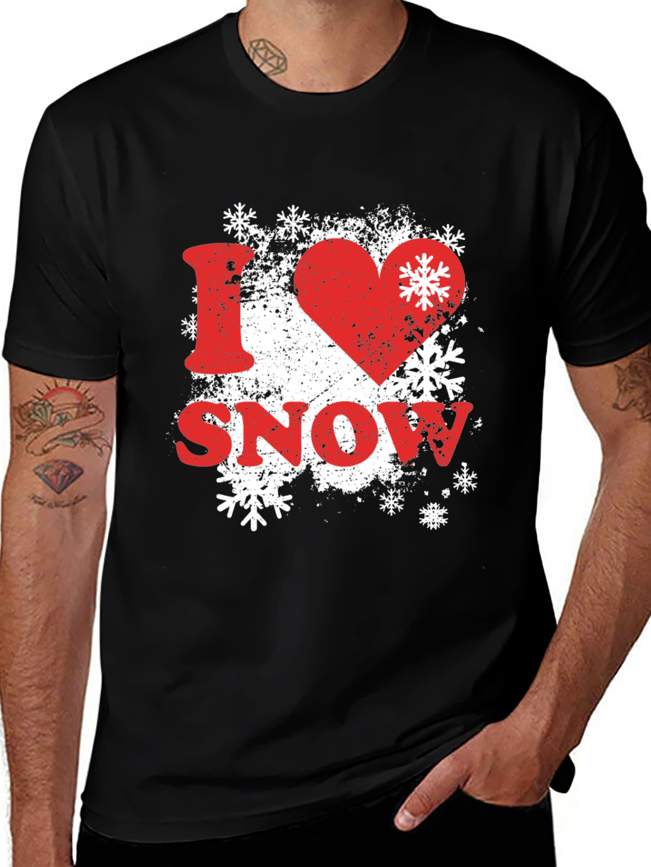 Variant 9 of I Love Snow Graphic Tee Shirt - Black