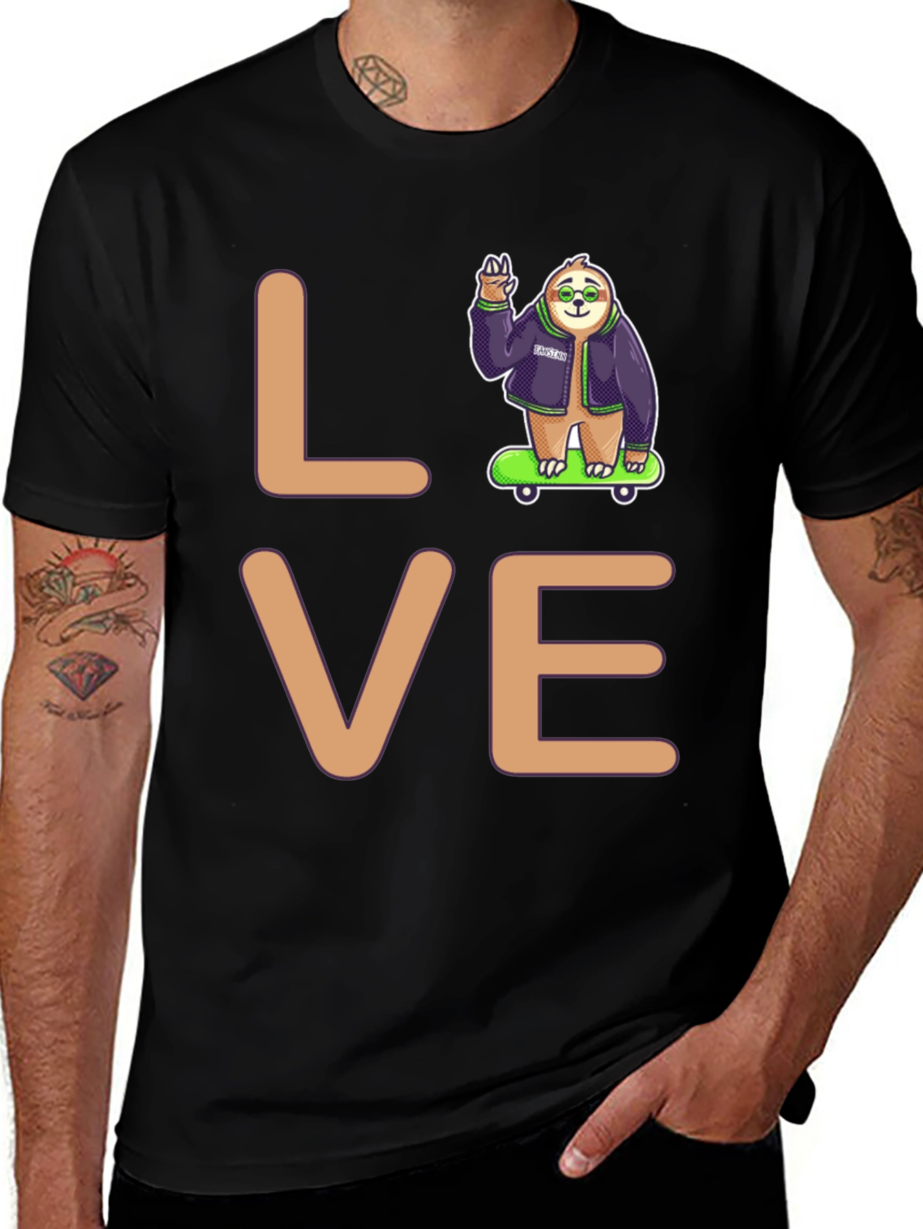 Variant 2 of Sloth Skater 'Love' Graphic T-Shirt