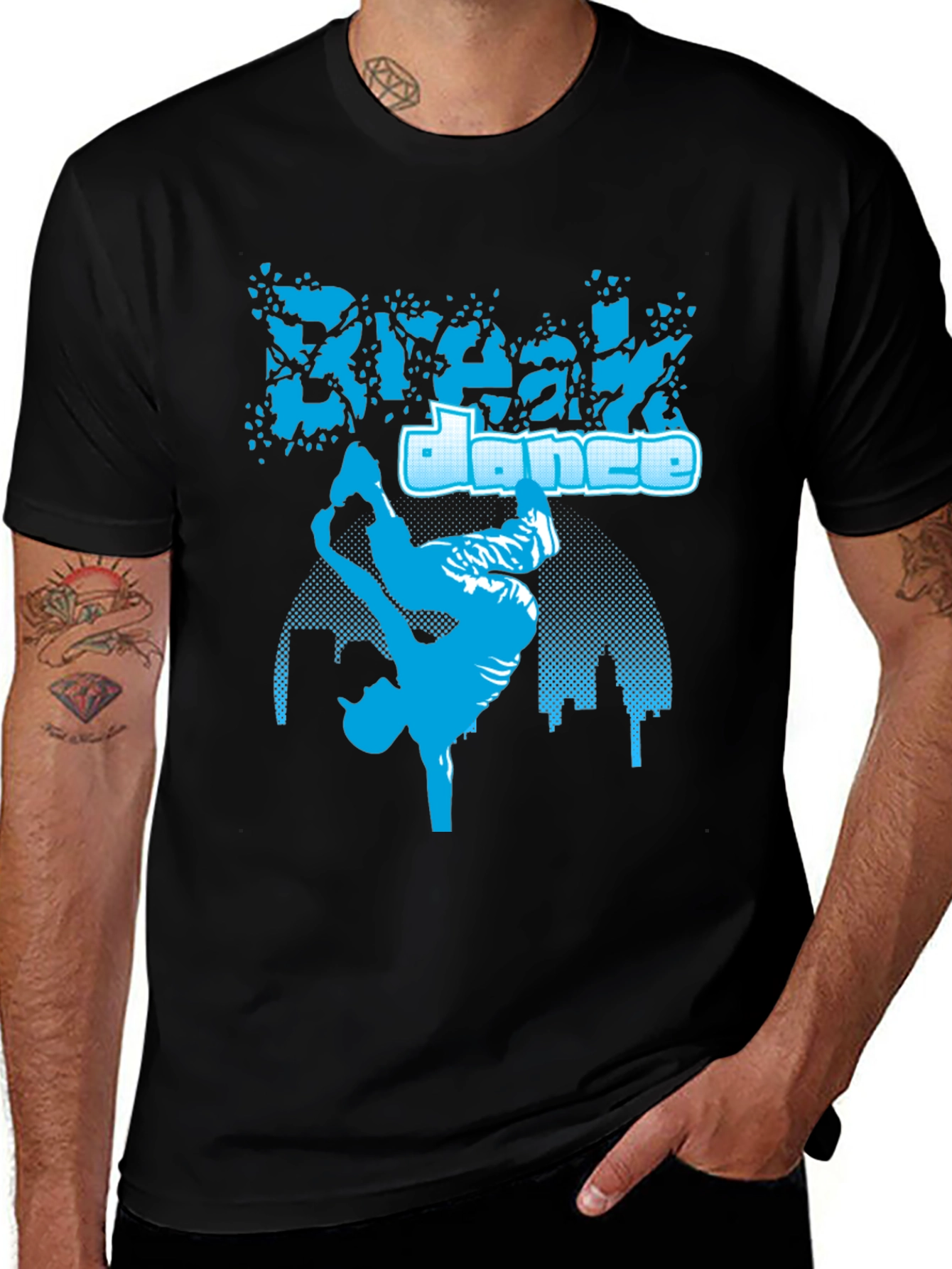 Variant 13 of Break Dance Graphic Tee - Stylish Black Cotton T-Shirt