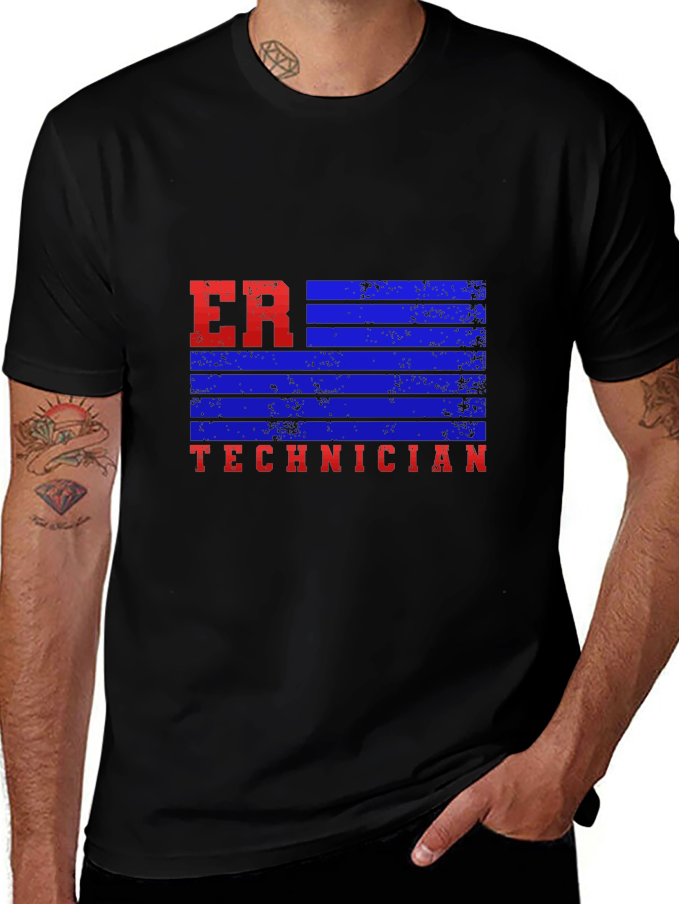 ER Technician American Flag Style T-Shirt