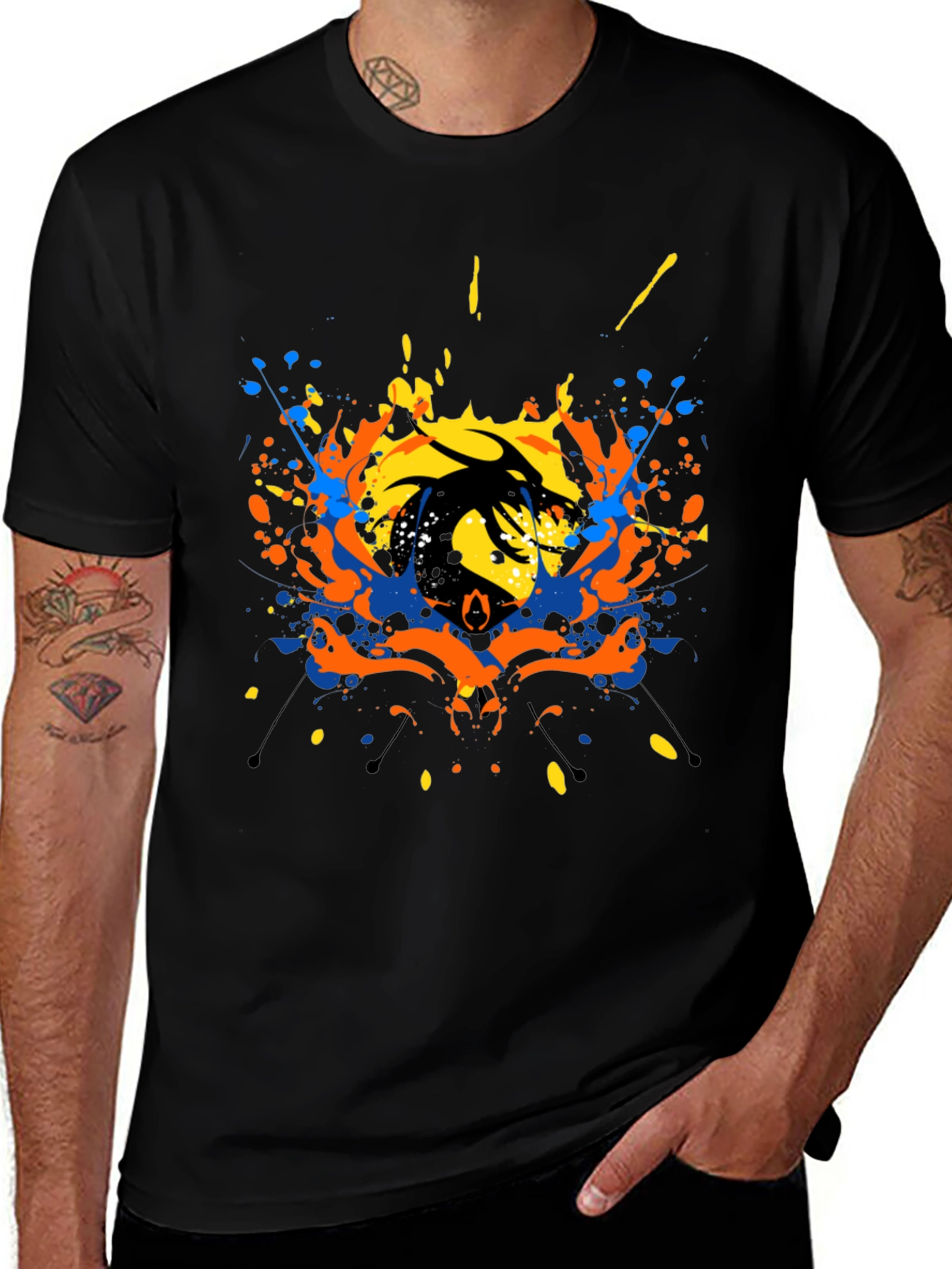 Variant 9 of Abstract Dragon Graphic Black T-Shirt