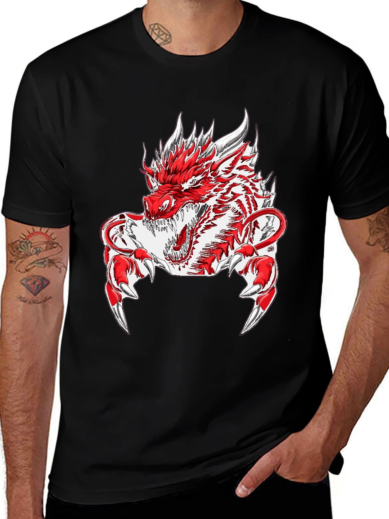 Variant 13 of Dragon Graphic Tee - Men's Black T-Shirt