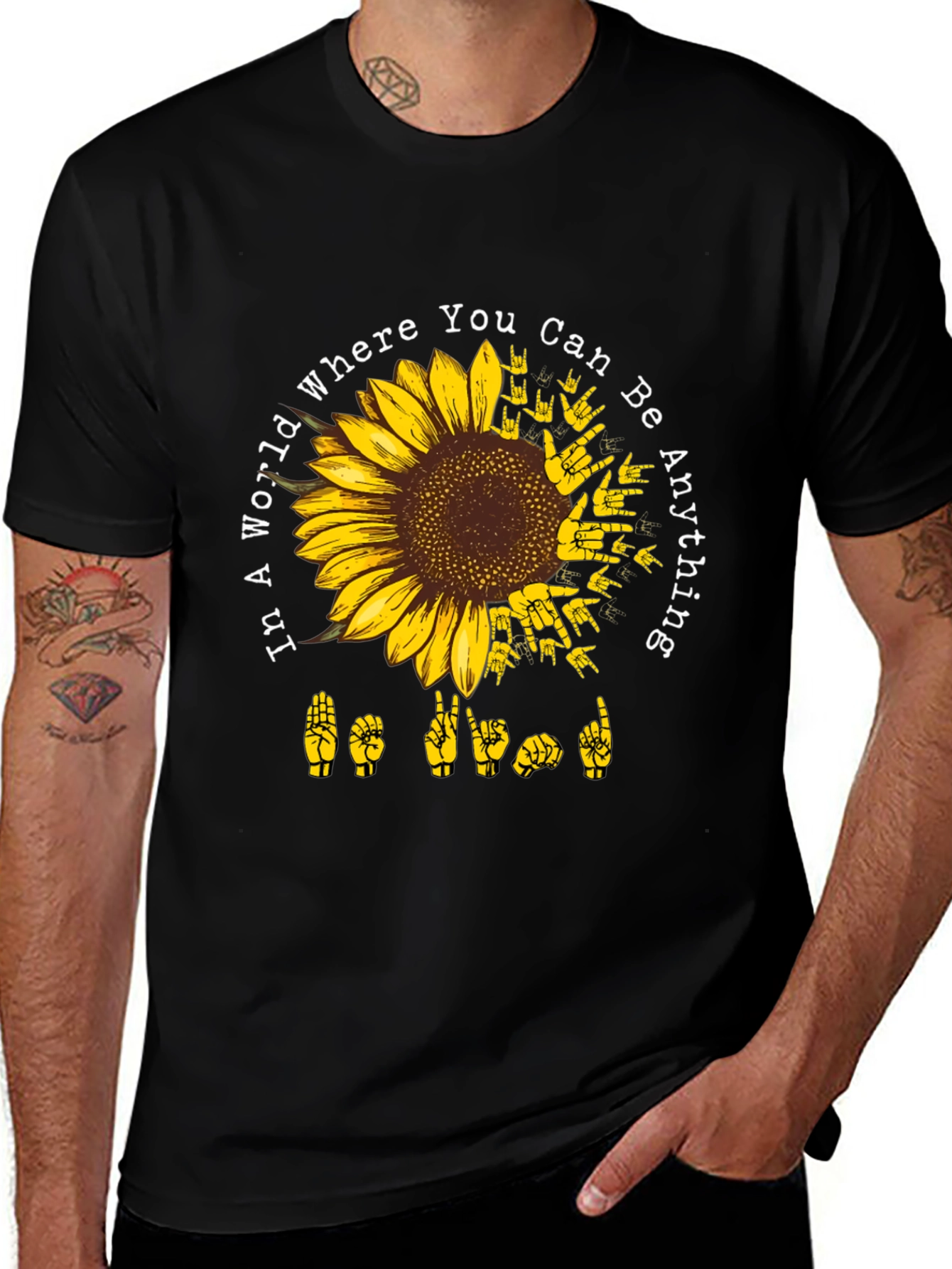 Variant 11 of Sunflower Sign Language T-Shirt - Be Kind