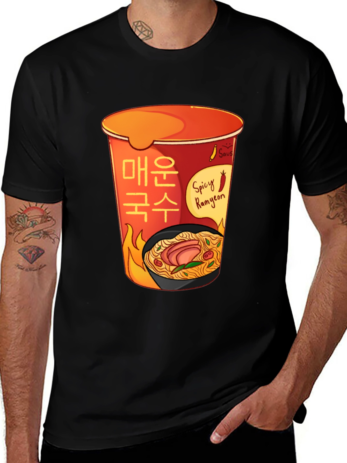 Black Spicy Ramyeon T-Shirt - Ramen Lover Tee main image