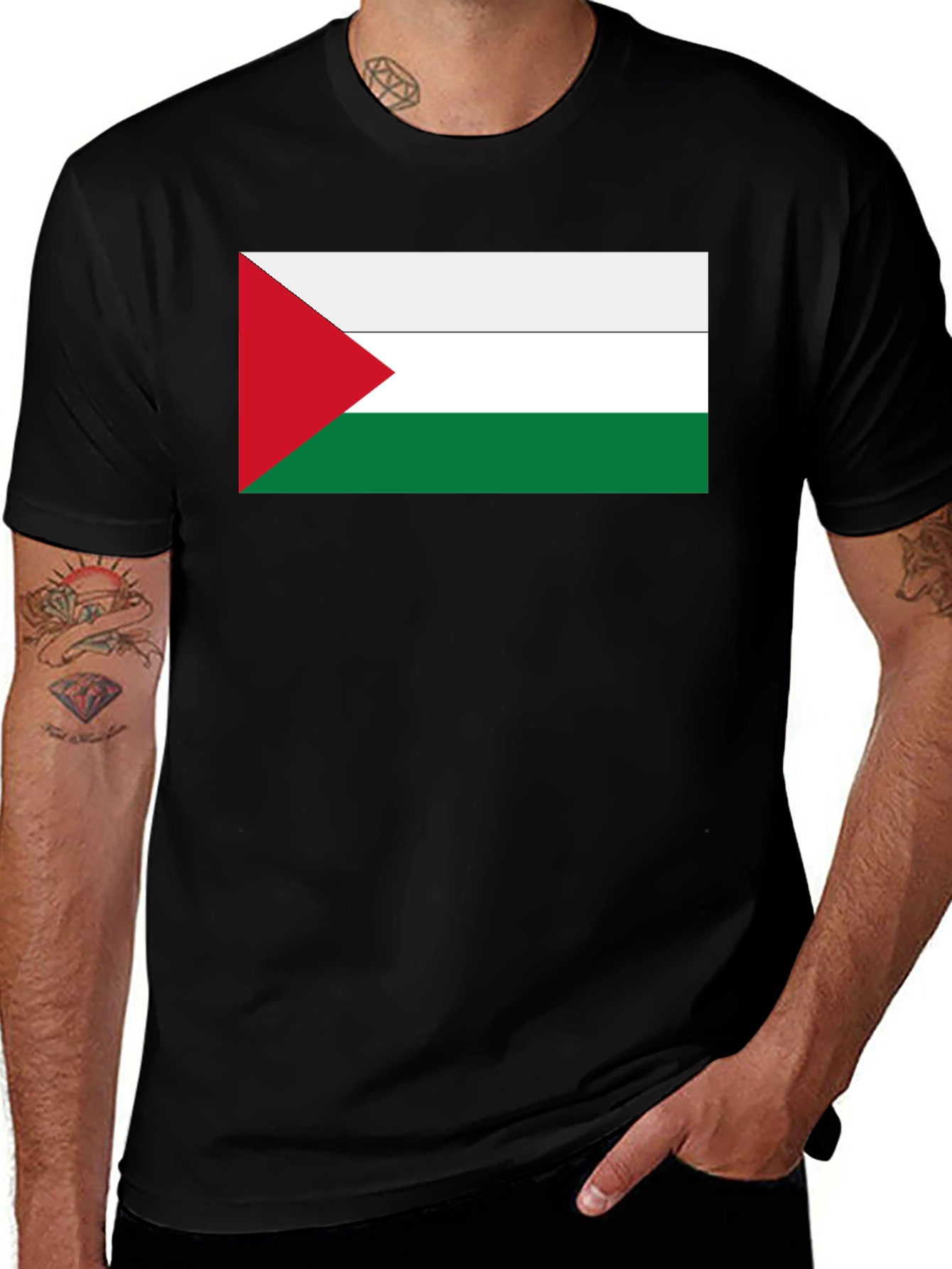 Palestine Flag T-Shirt - Classic Black Tee