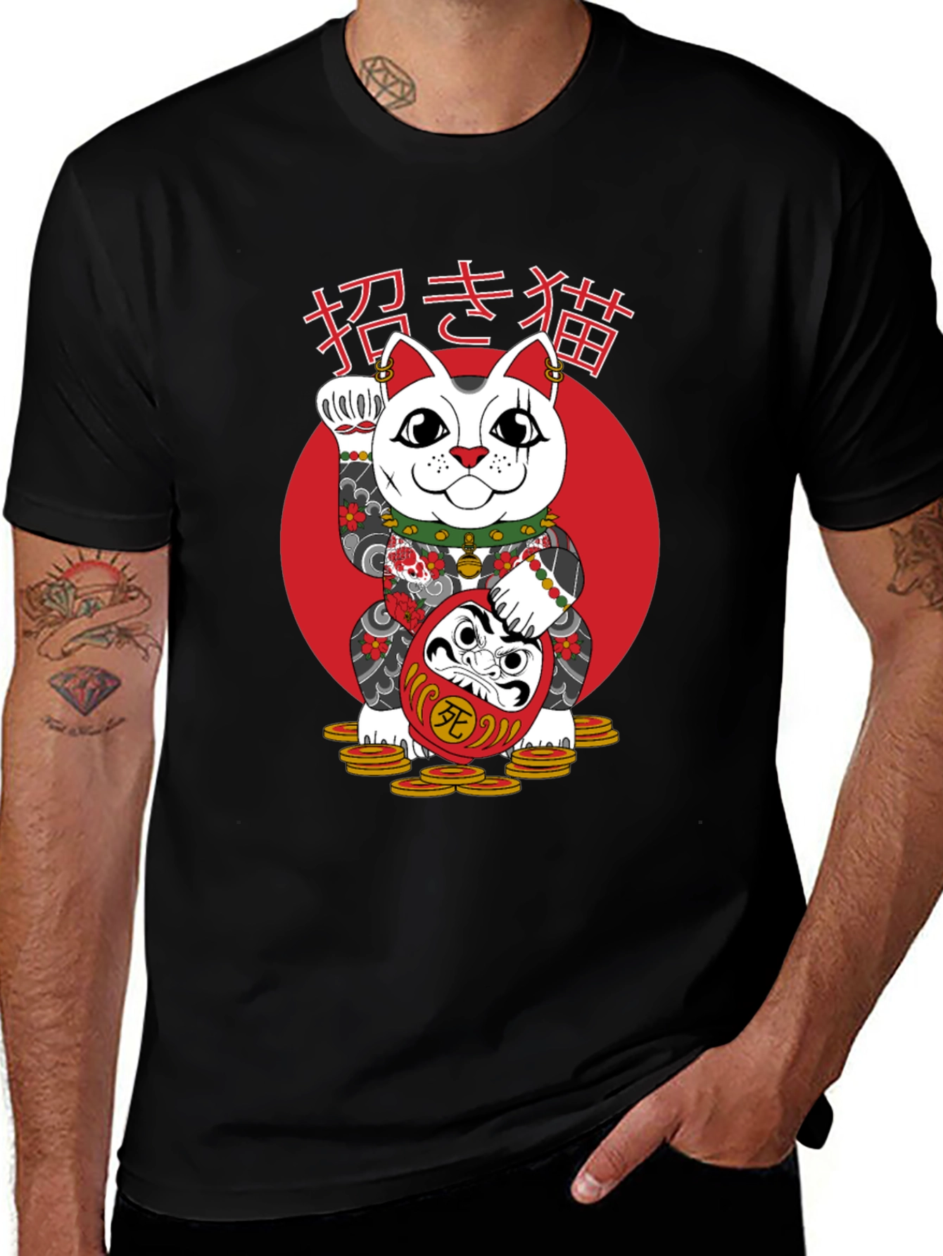 Maneki Neko Lucky Cat Graphic T-Shirt