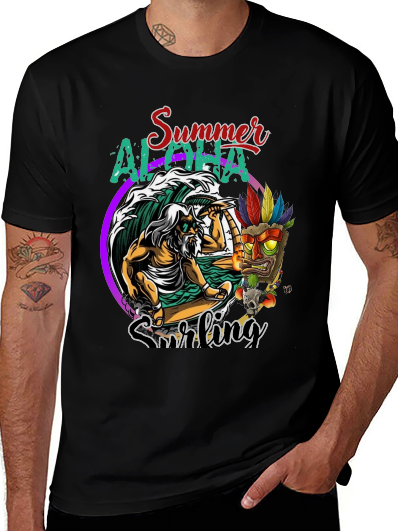 Variant 7 of Summer Aloha Surfing T-Shirt