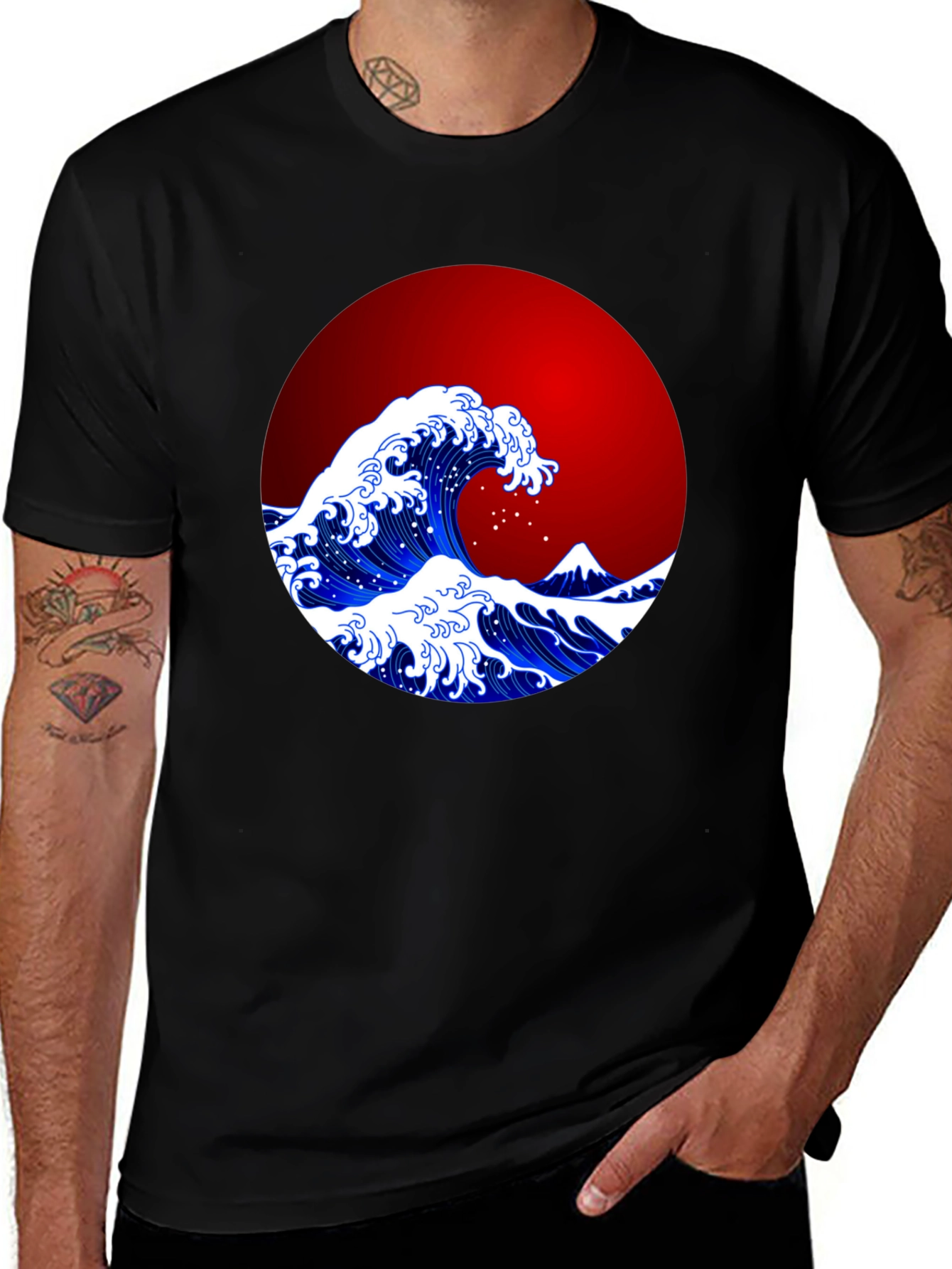 Variant 23 of Great Wave Graphic Tee - Black