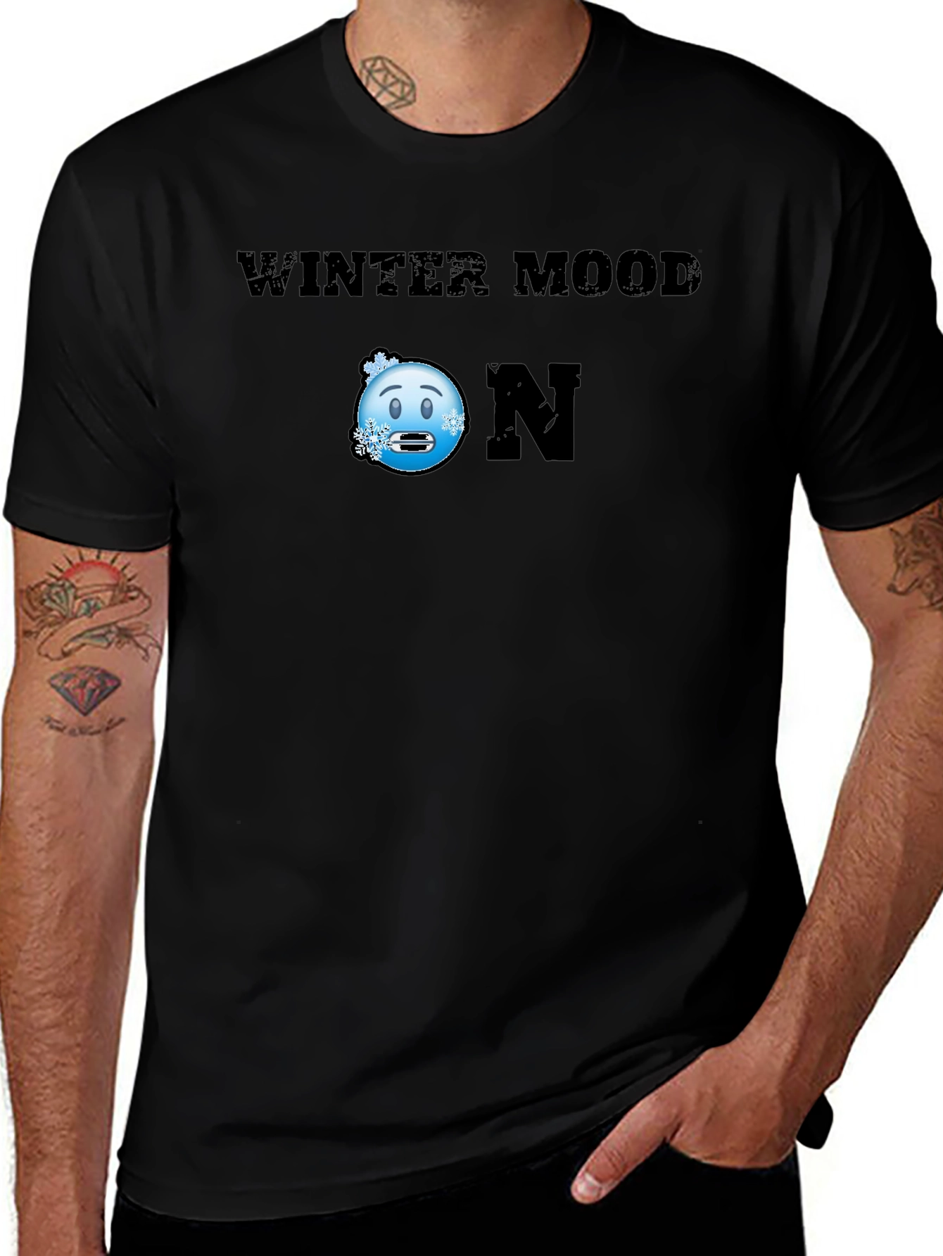 Variant 26 of Winter Mood On T-Shirt - Black Graphic Tee