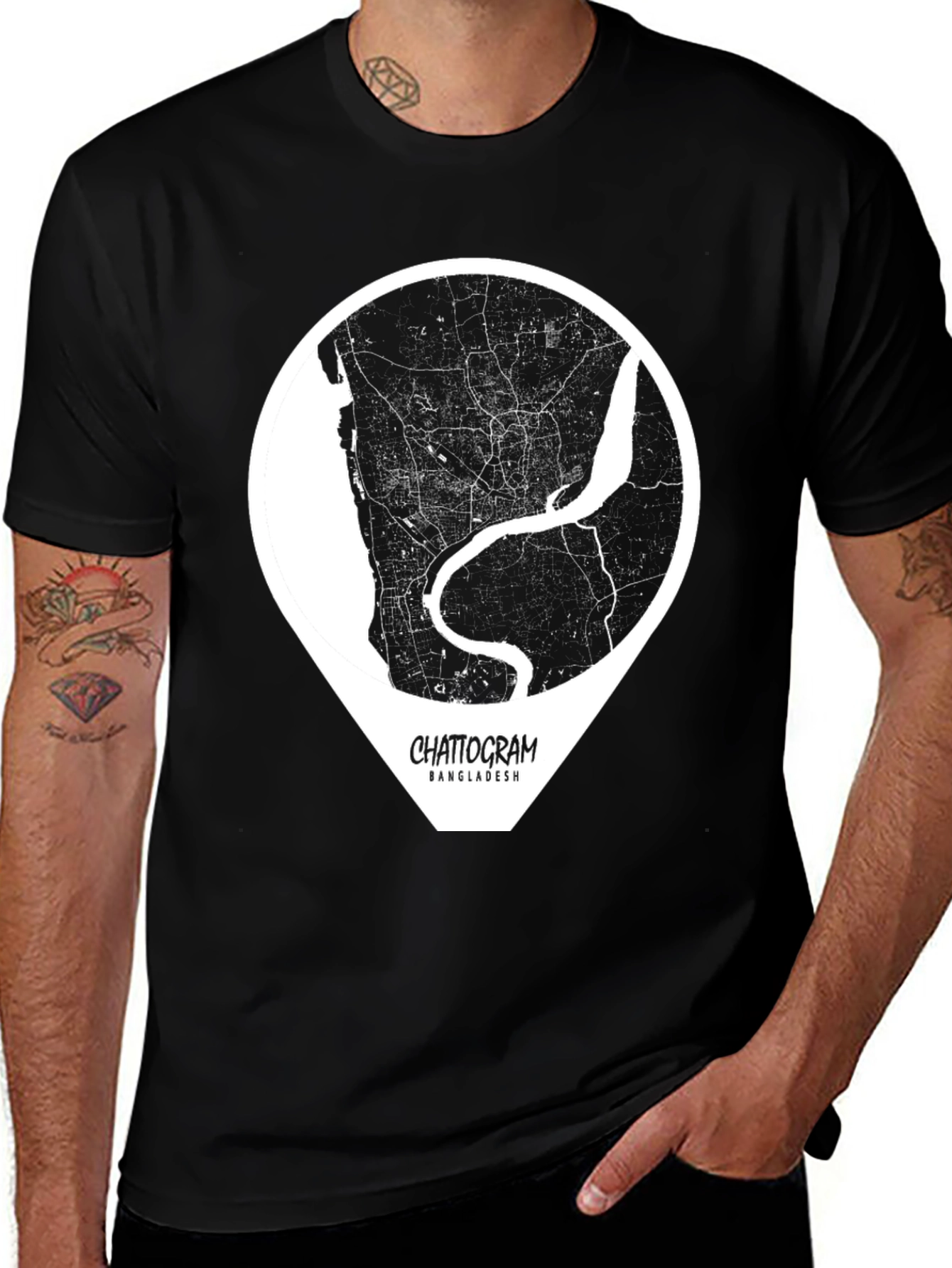 Chattogram Bangladesh City Map Graphic T-Shirt