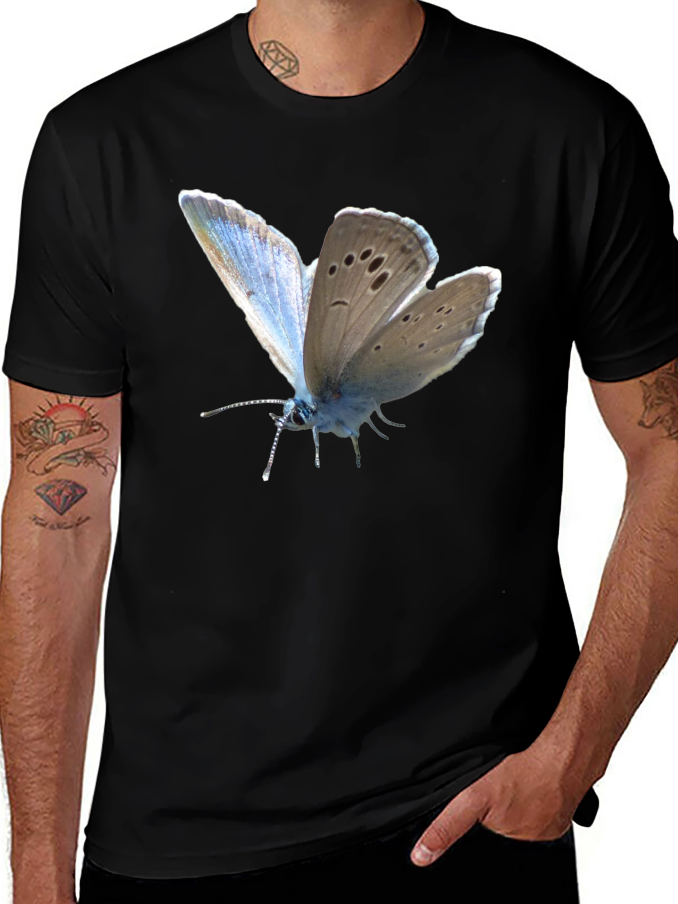 Variant 13 of Butterfly Print Black T-Shirt
