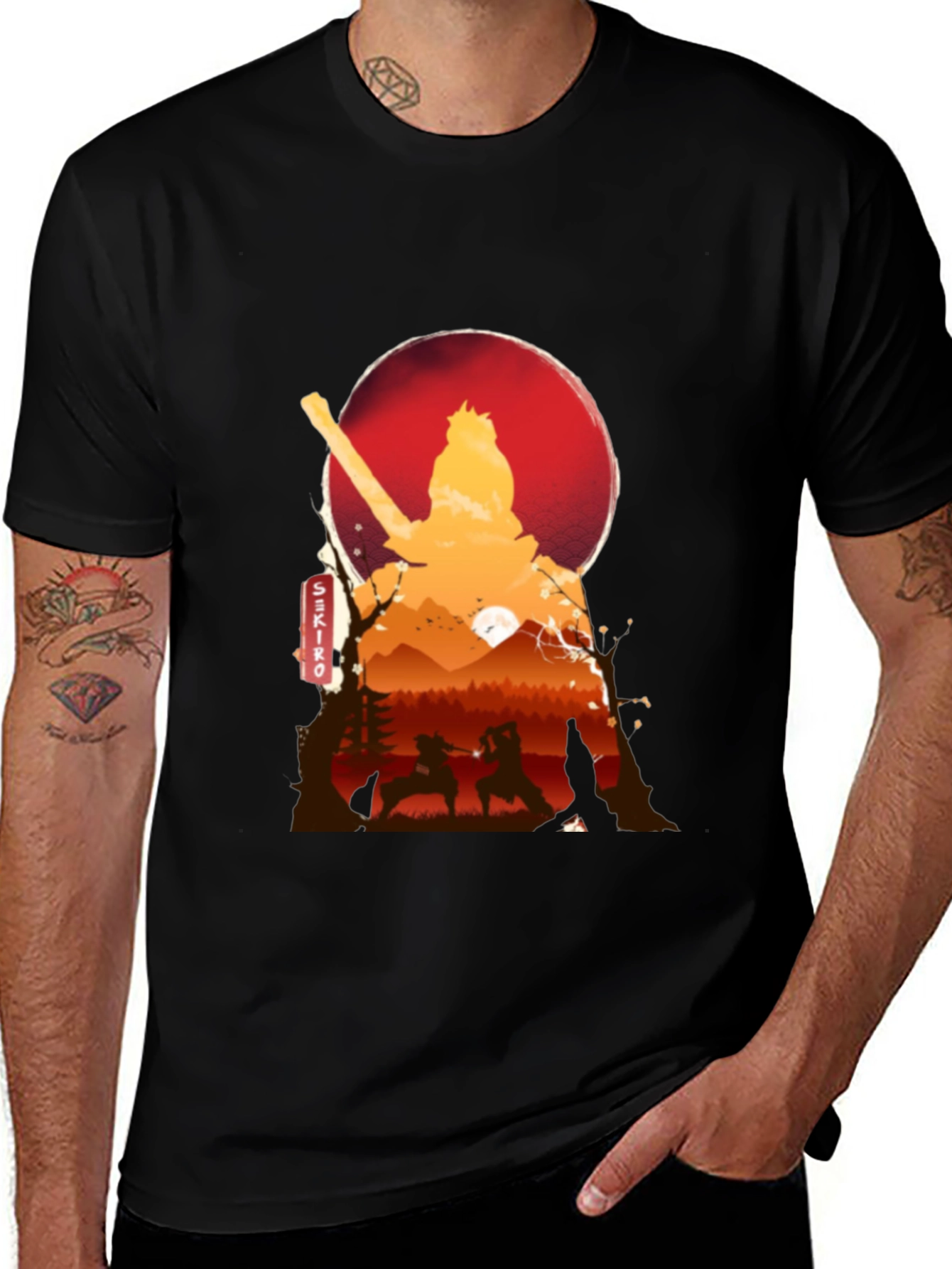 Sekiro Silhouette Graphic Black T-Shirt