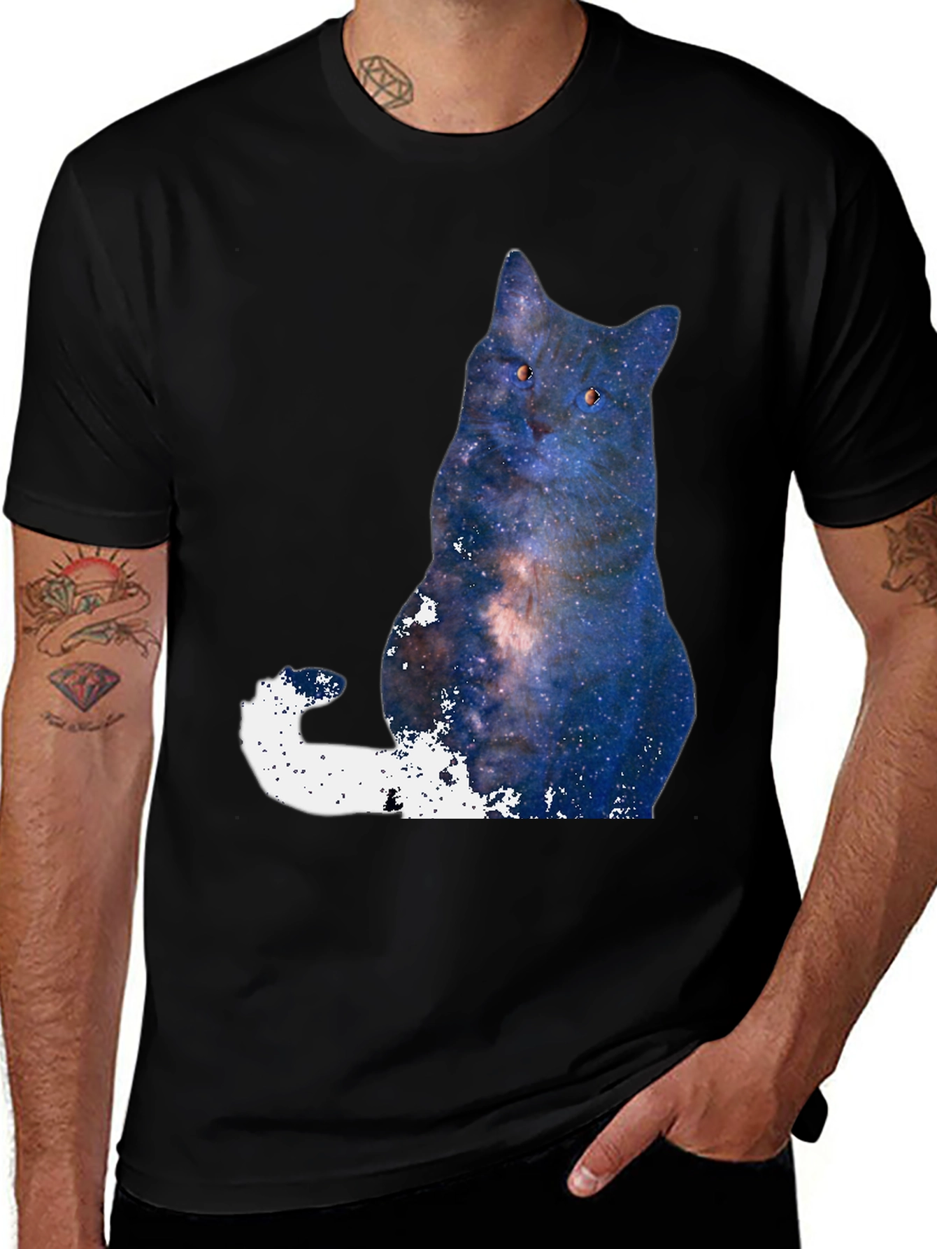 Variant 18 of Galaxy Cat Graphic T-Shirt - Men's Black Tee