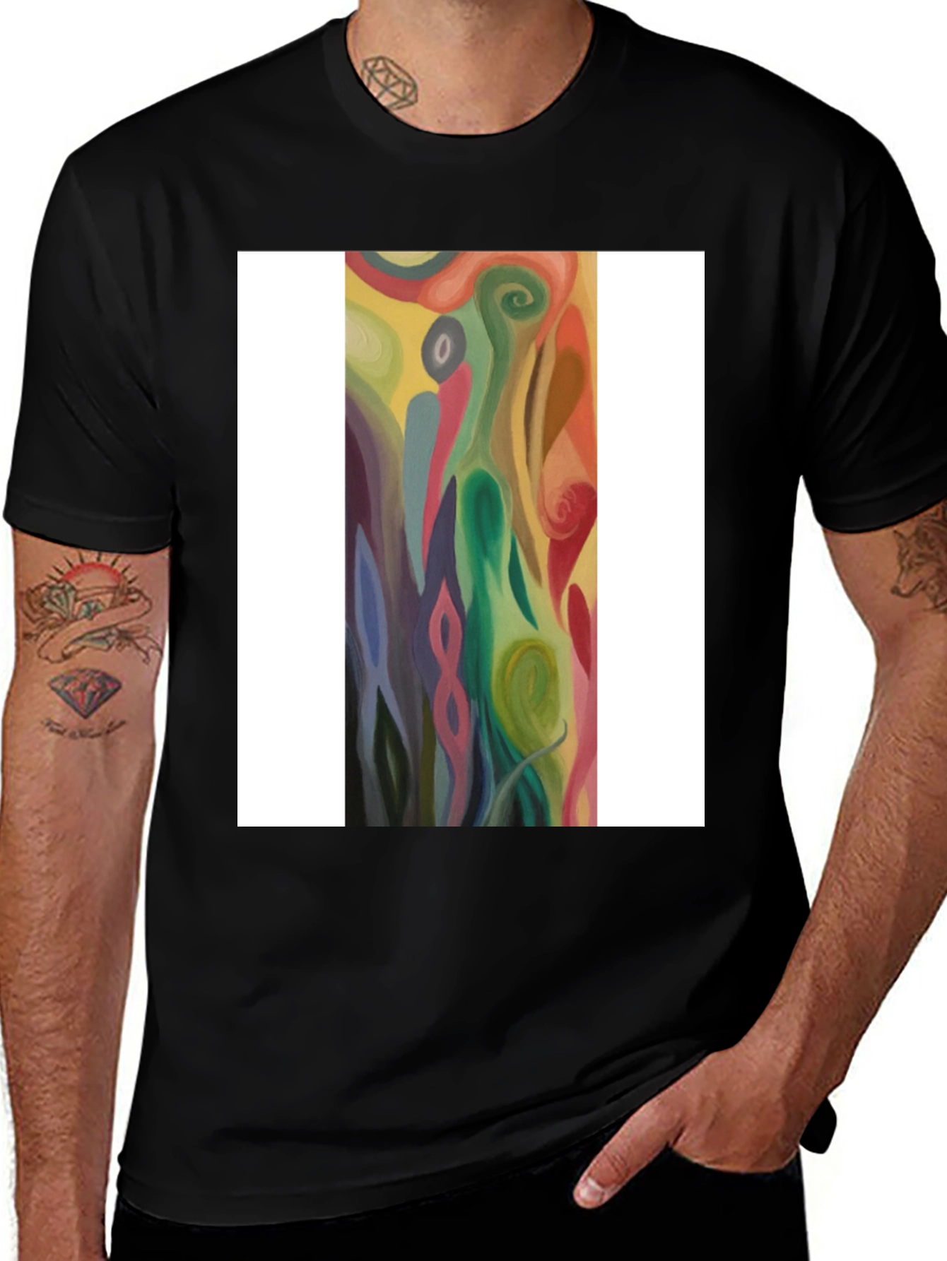 Variant 24 of Abstract Swirl Art Graphic Tee - Black Unisex T-Shirt