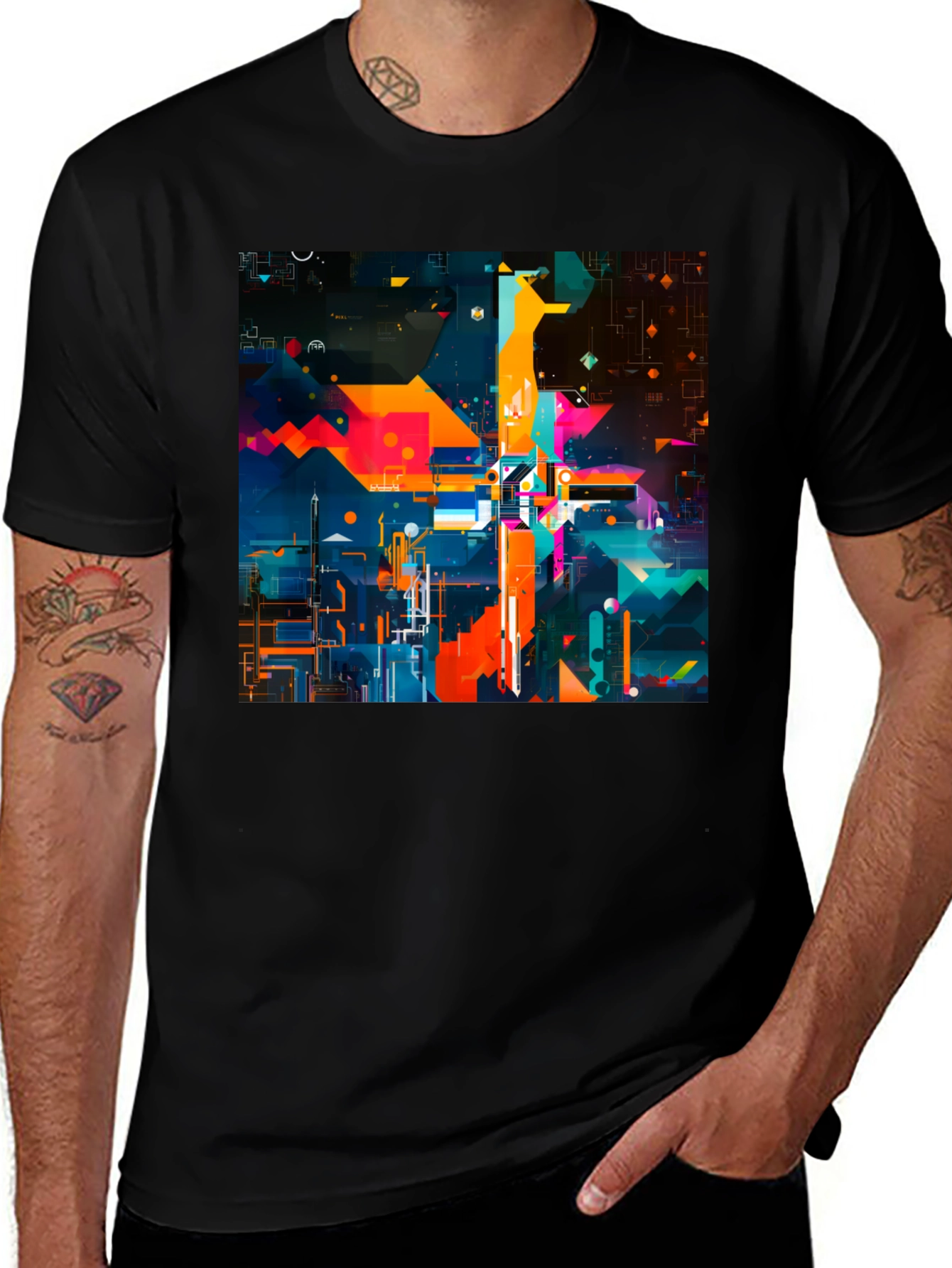 Variant 21 of Abstract Cityscape Graphic Tee - Modern Art Shirt